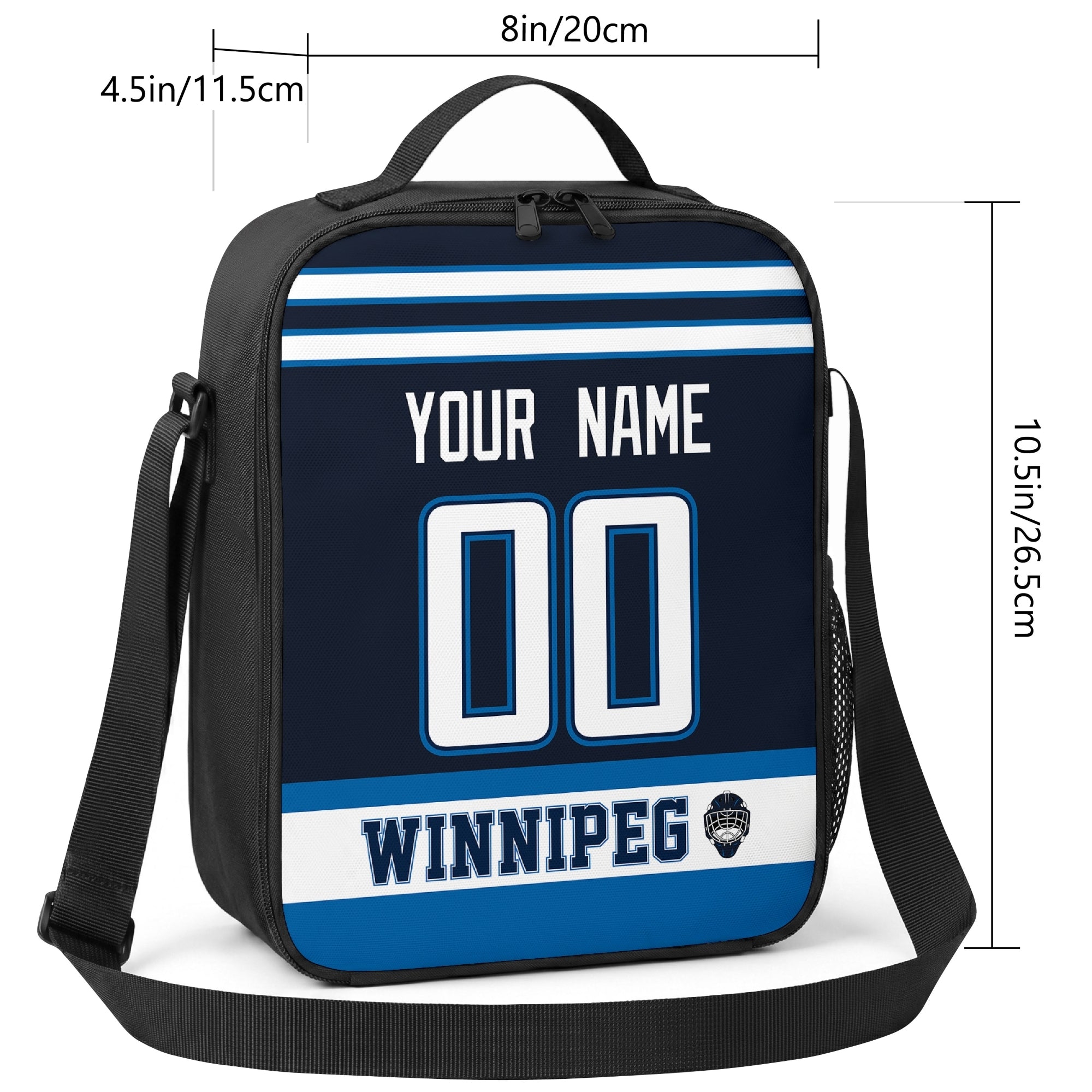 Winnipeg hockey shoulder bag size reference image