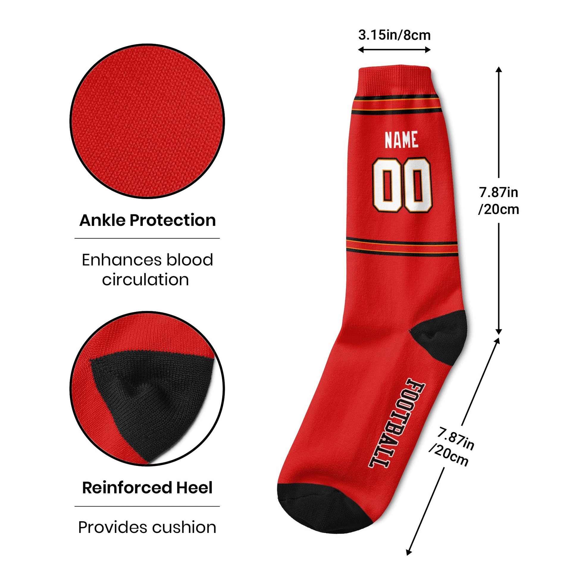 ANTKING Tampa Socks 2 Pairs Custom any Name and Number for Men Women Gift ANTKING