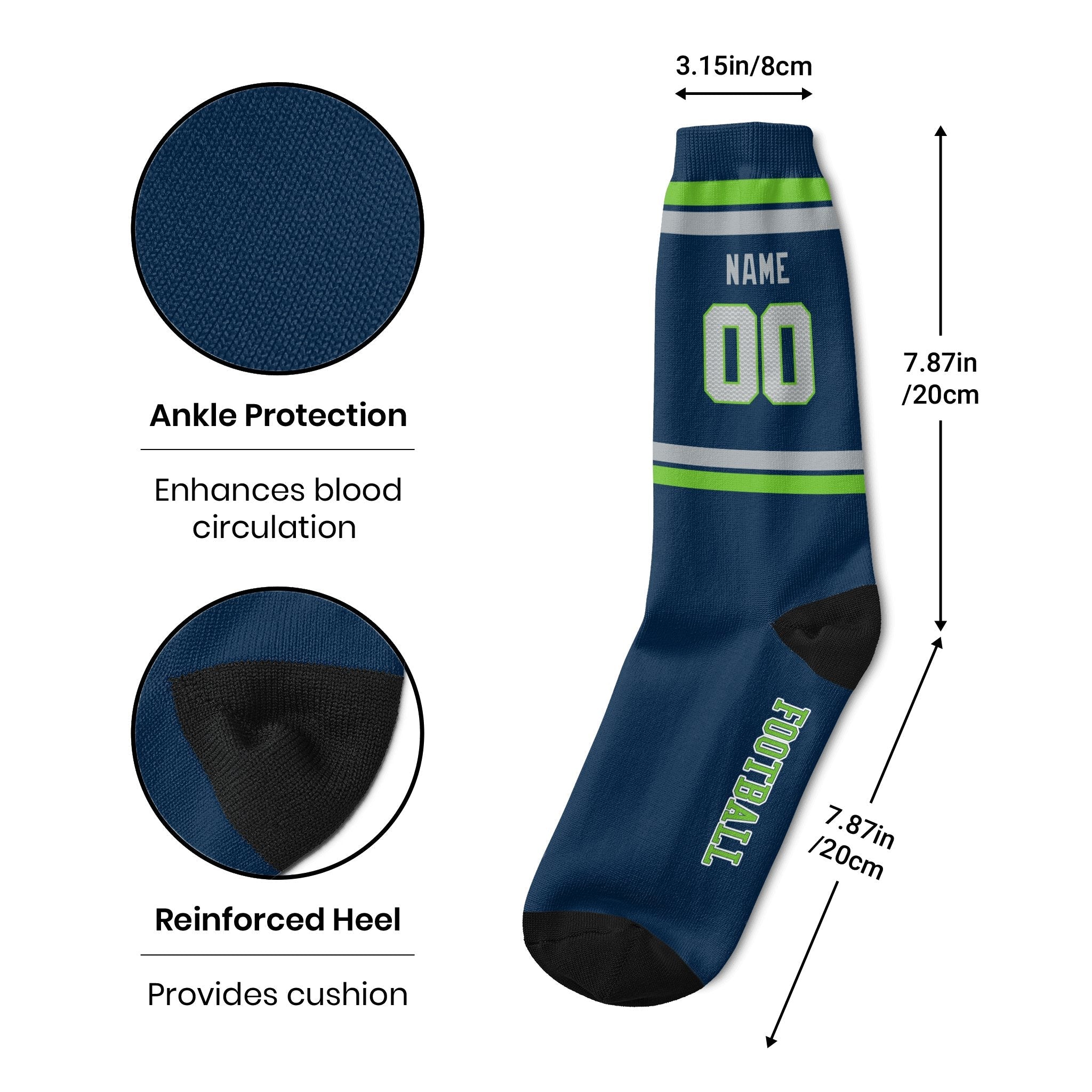 ANTKING Seattle Socks 2 Pairs Custom any Name and Number for Men Women Gift ANTKING
