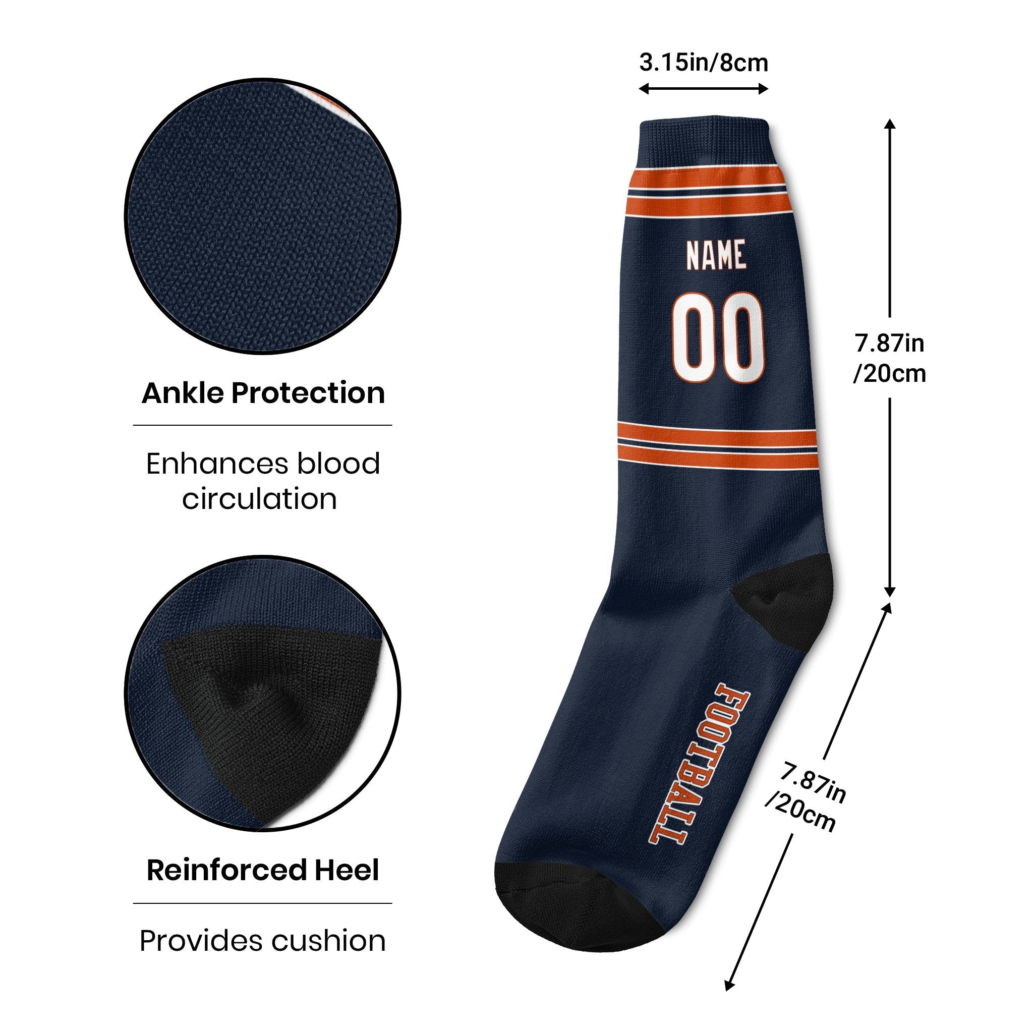 ANTKING Chicago Socks 2 Pairs Custom any Name and Number for Men Women Gift ANTKING