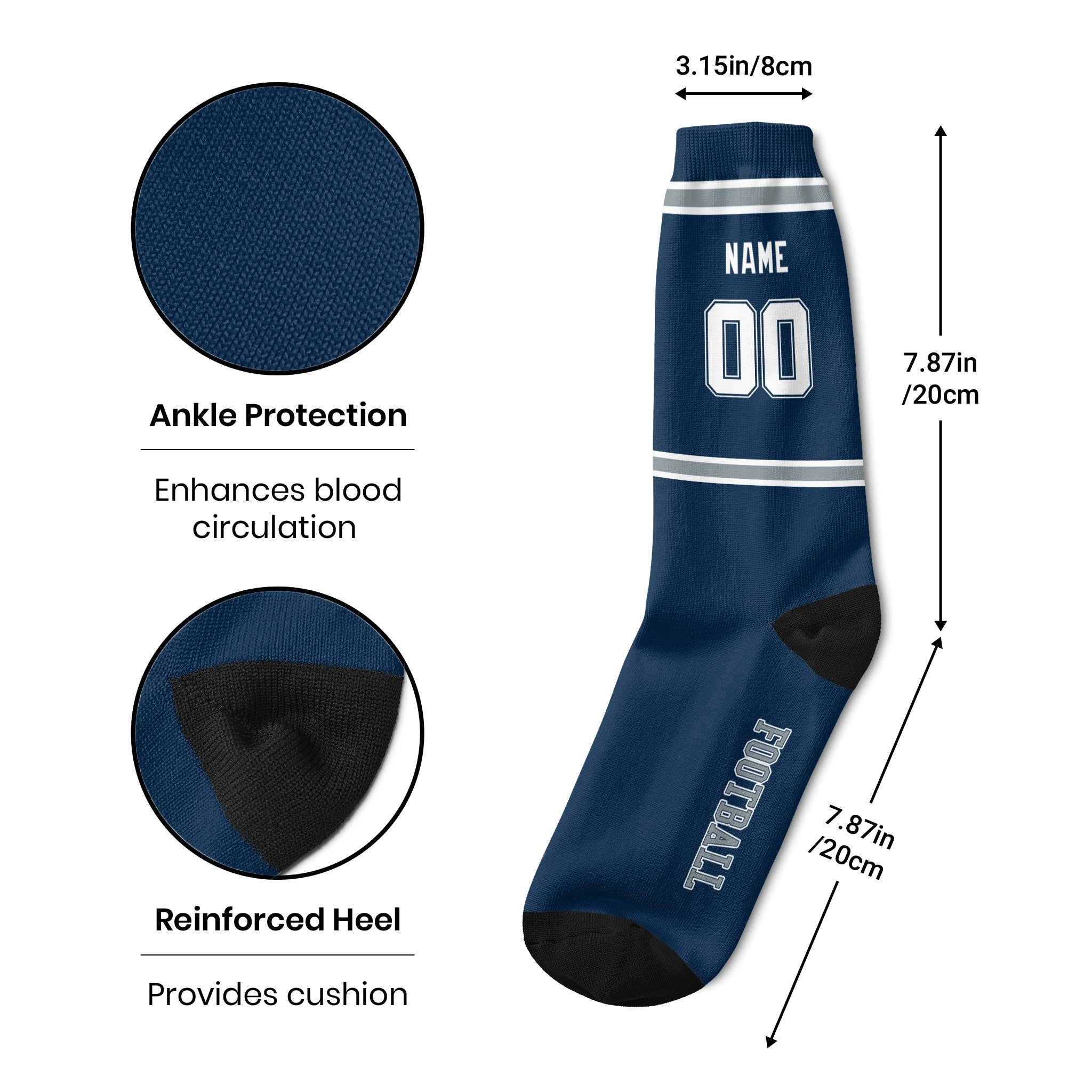 ANTKING Dallas Socks 2 Pairs Custom any Name and Number for Men Women Gift ANTKING