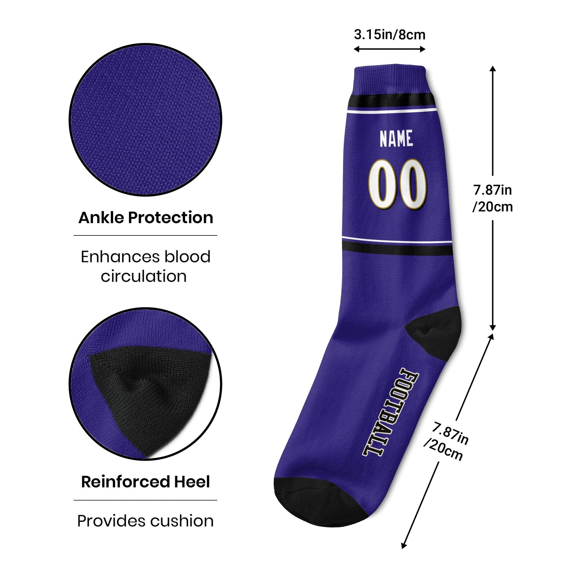 ANTKING Baltimore Socks 2 Pairs Custom any Name and Number for Men Women Gift ANTKING