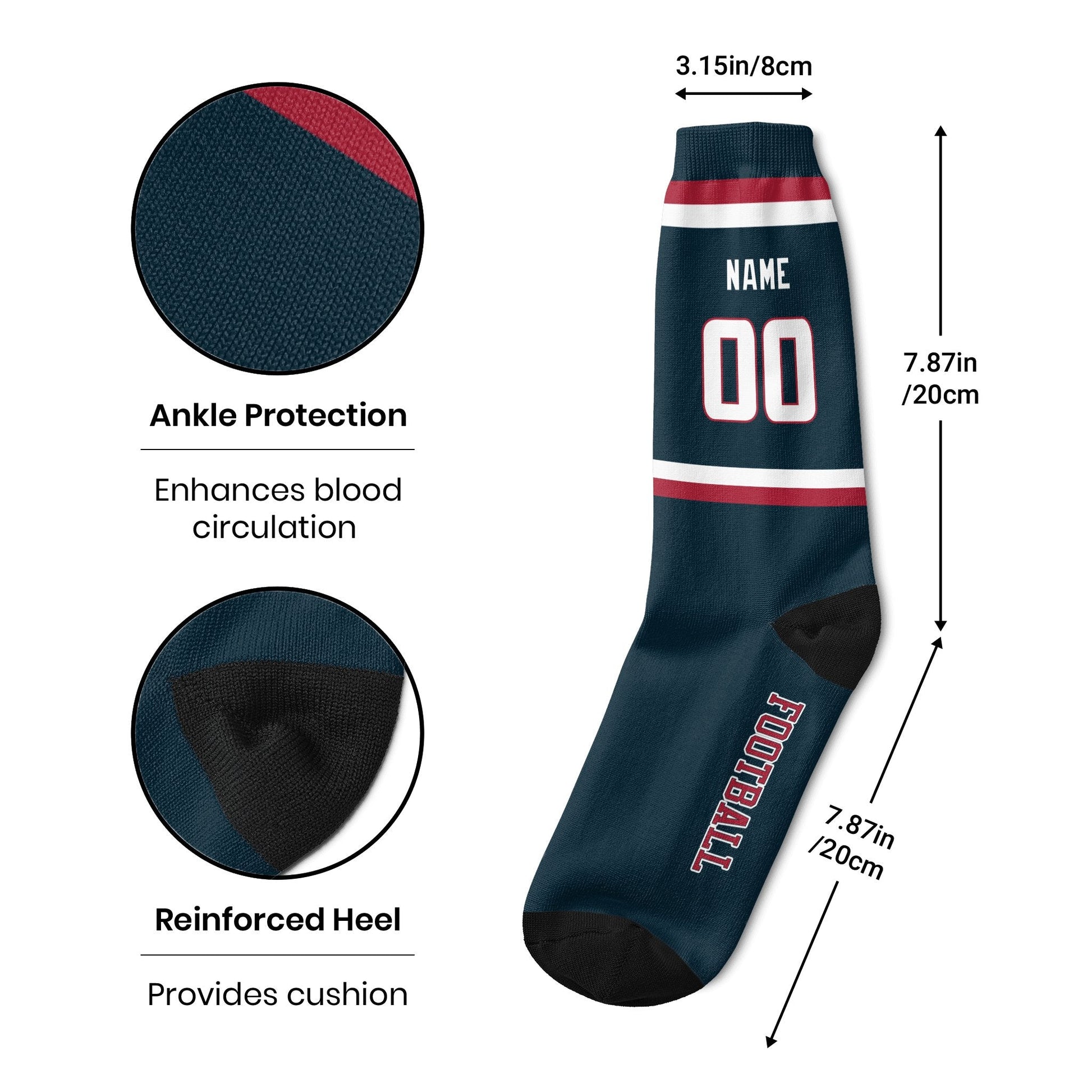 ANTKING Houston Socks 2 Pairs Custom any Name and Number for Men Women Gift ANTKING