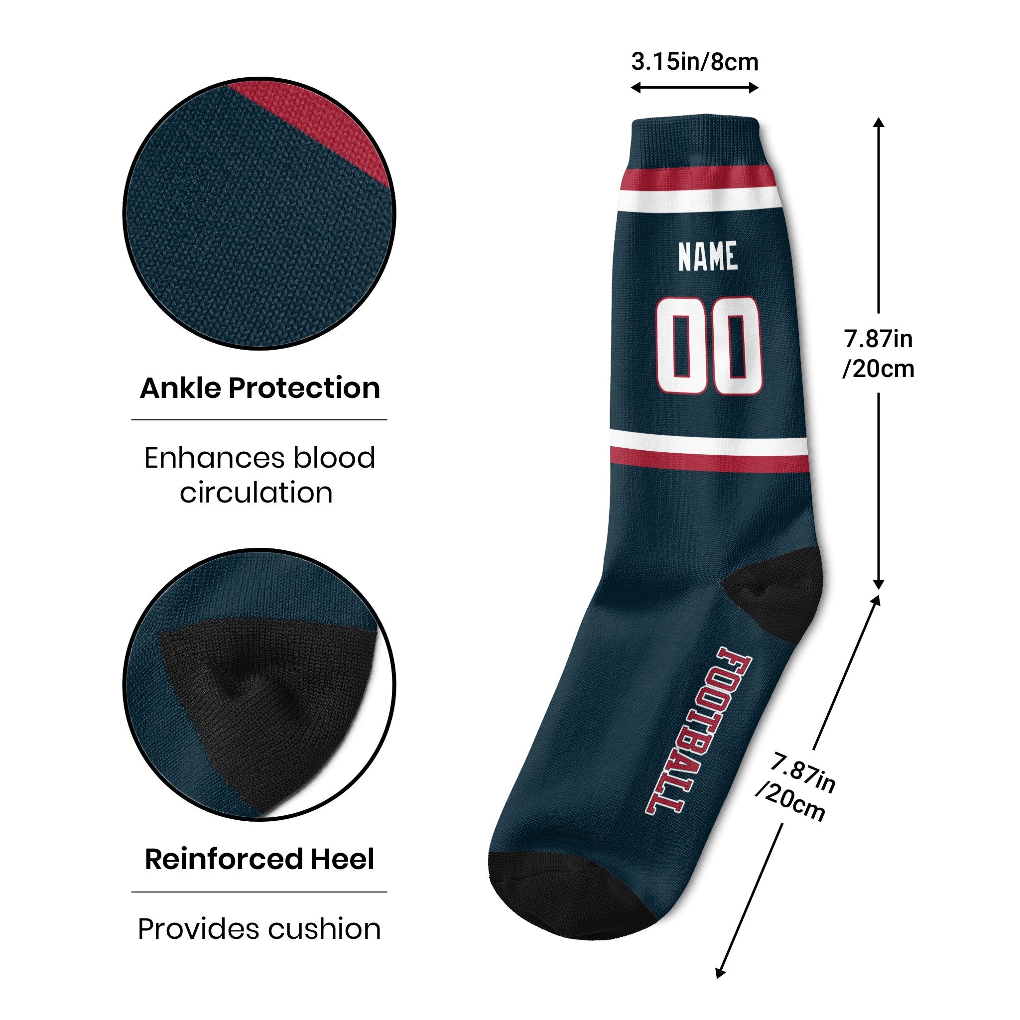 ANTKING Houston Socks 2 Pairs Custom any Name and Number for Men Women Gift ANTKING