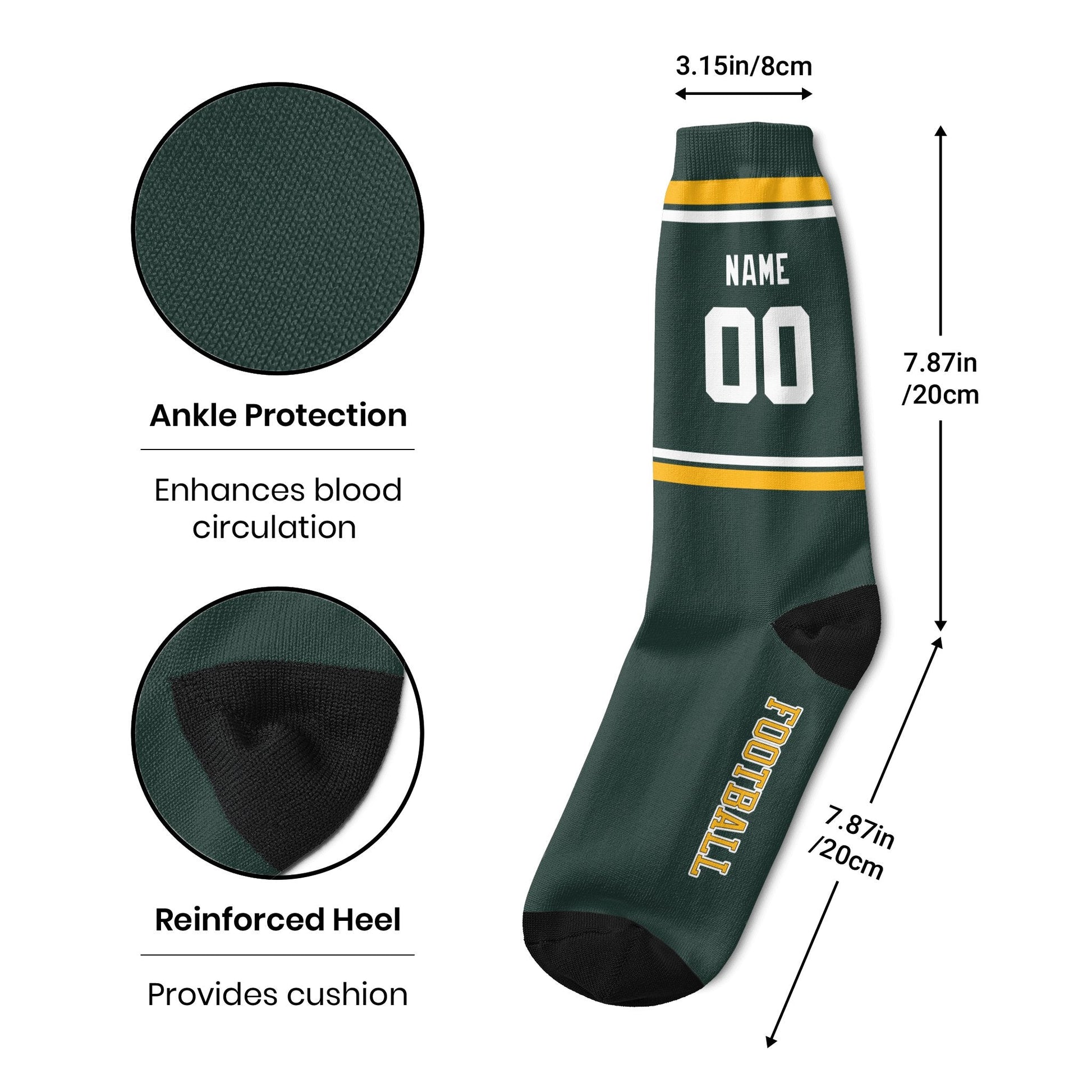 ANTKING Green Bay Socks 2 Pairs Custom any Name and Number for Men Women Gift ANTKING