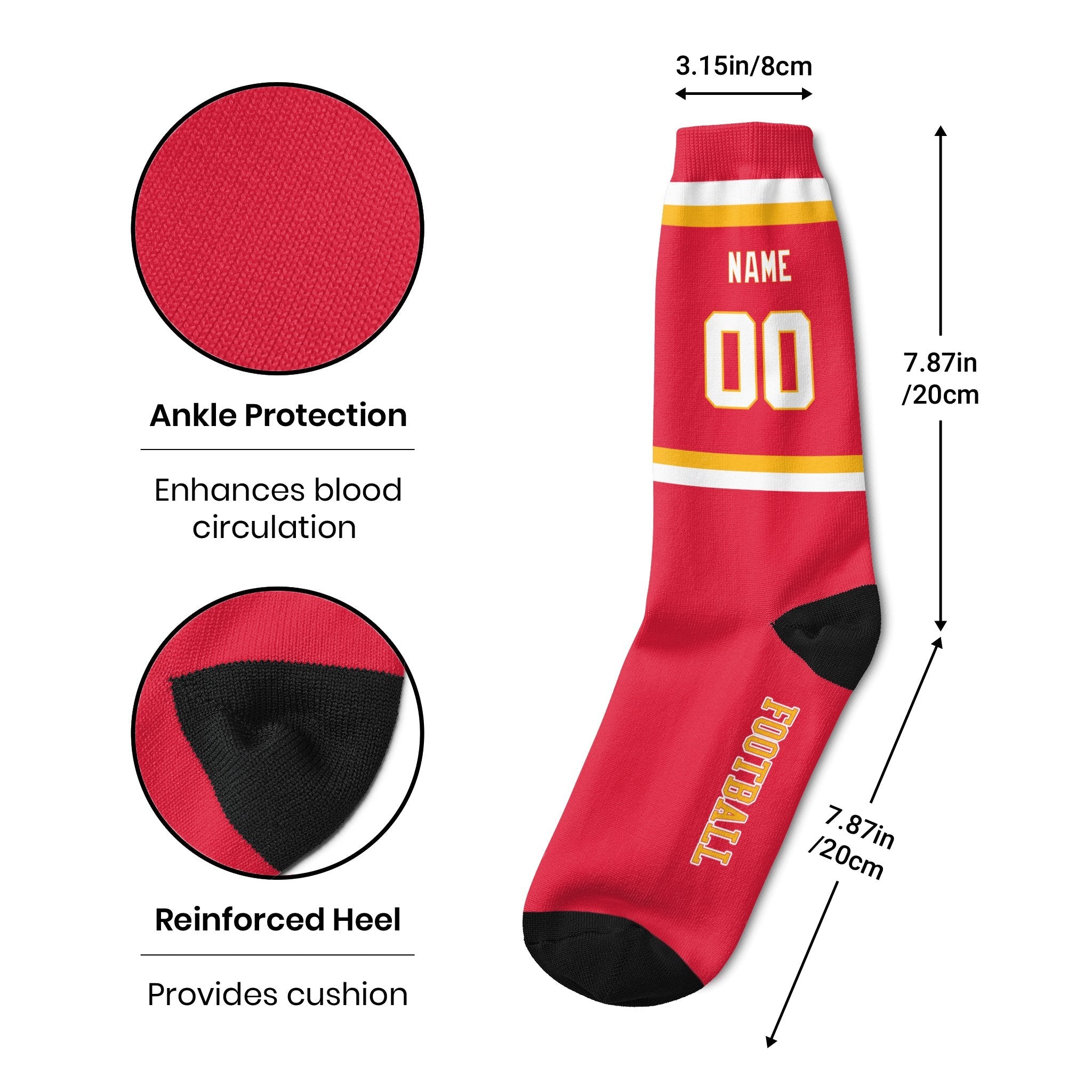 ANTKING Kansas Socks 2 Pairs Custom any Name and Number for Men Women Gift ANTKING