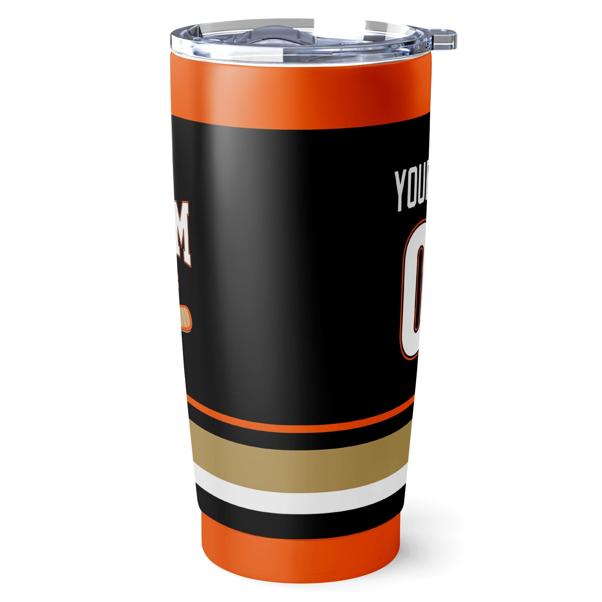 Anaheim hockey tumbler side view in Black city-color style
