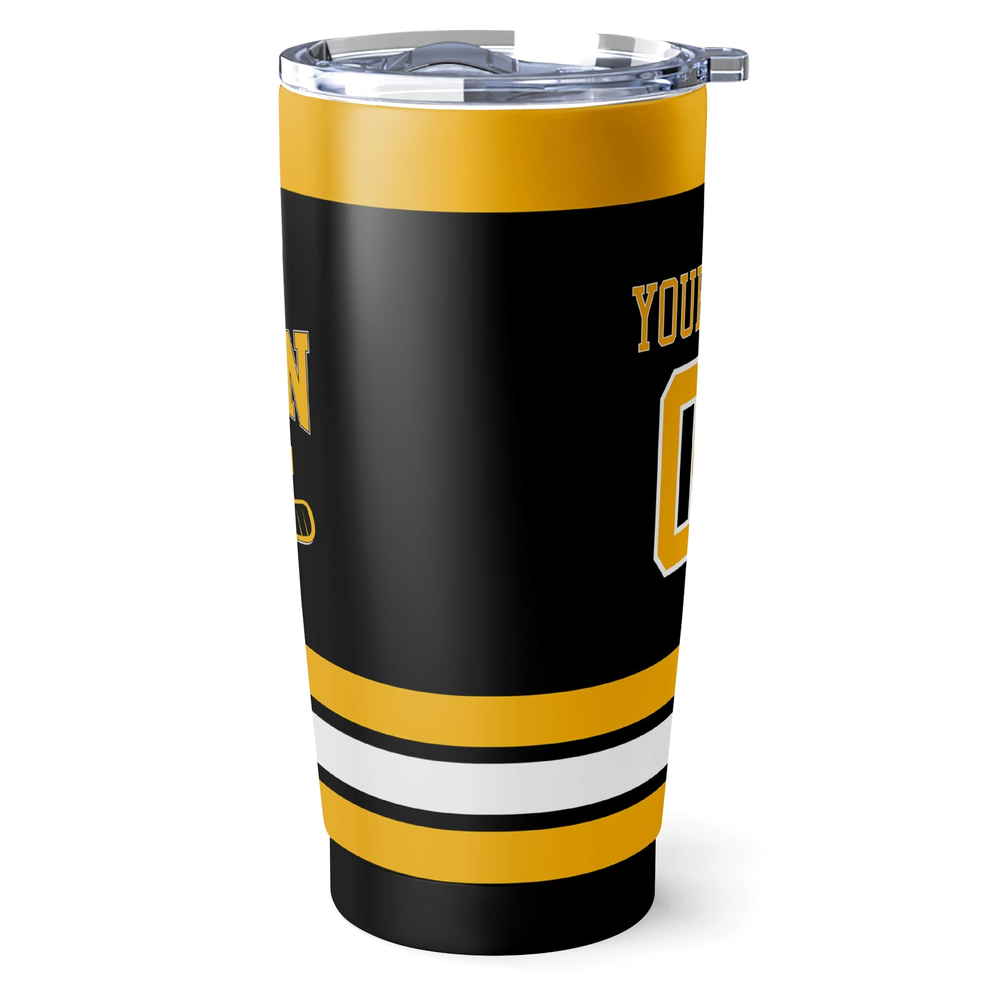Boston hockey tumbler side view in Black city-color style