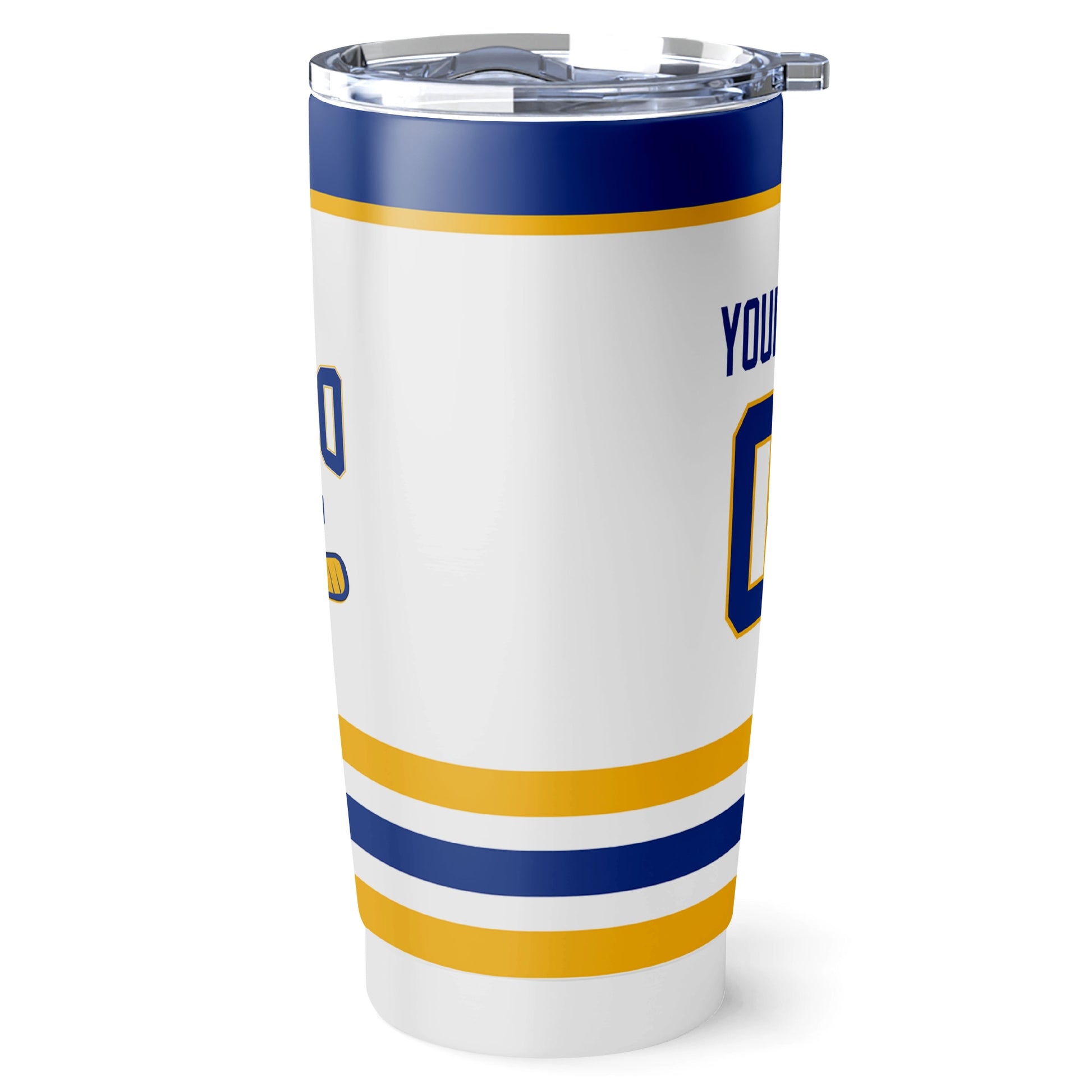Buffalo hockey tumbler side view in White city-color style