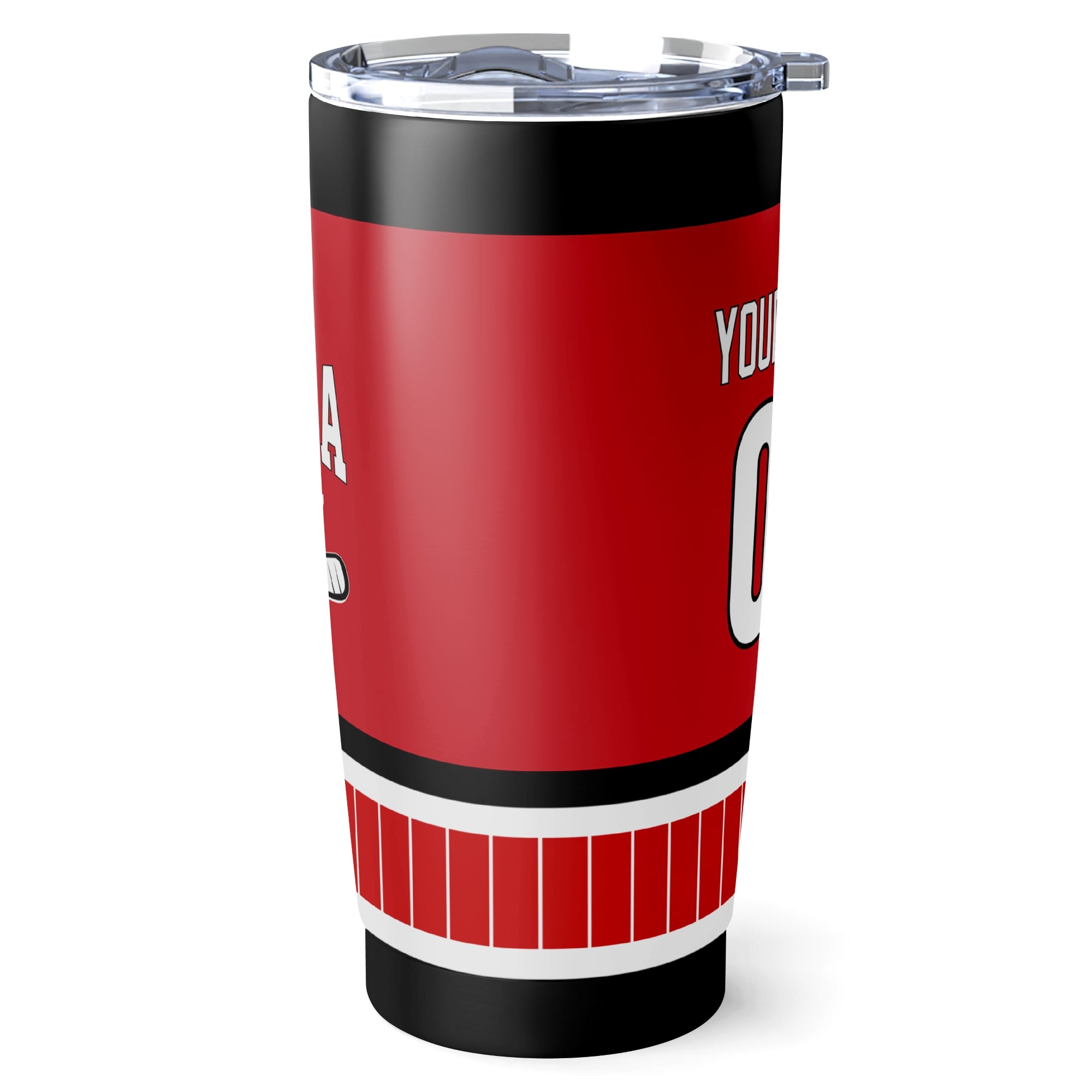 Carolina hockey tumbler side view in Red city-color style