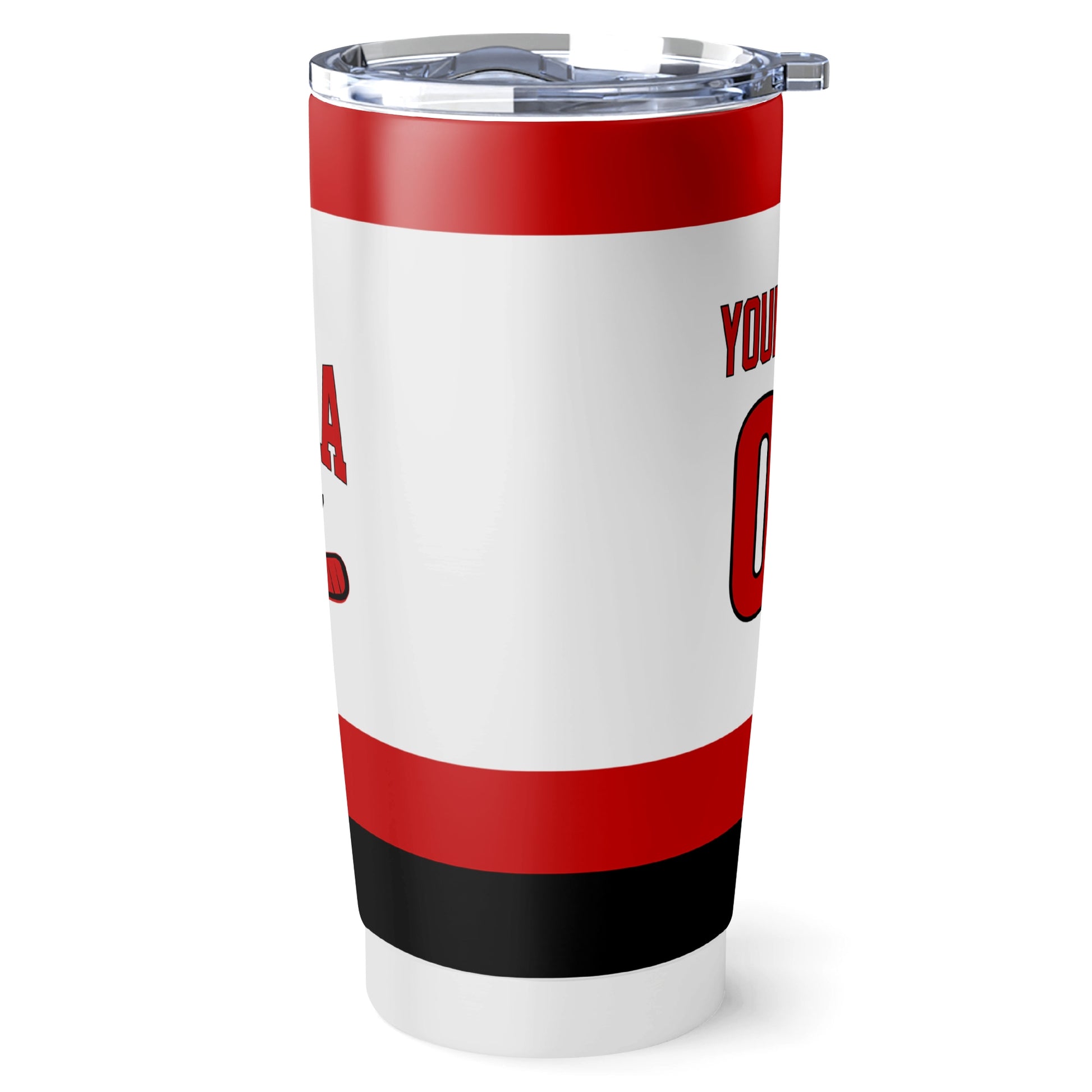 Carolina hockey tumbler side view in White city-color style