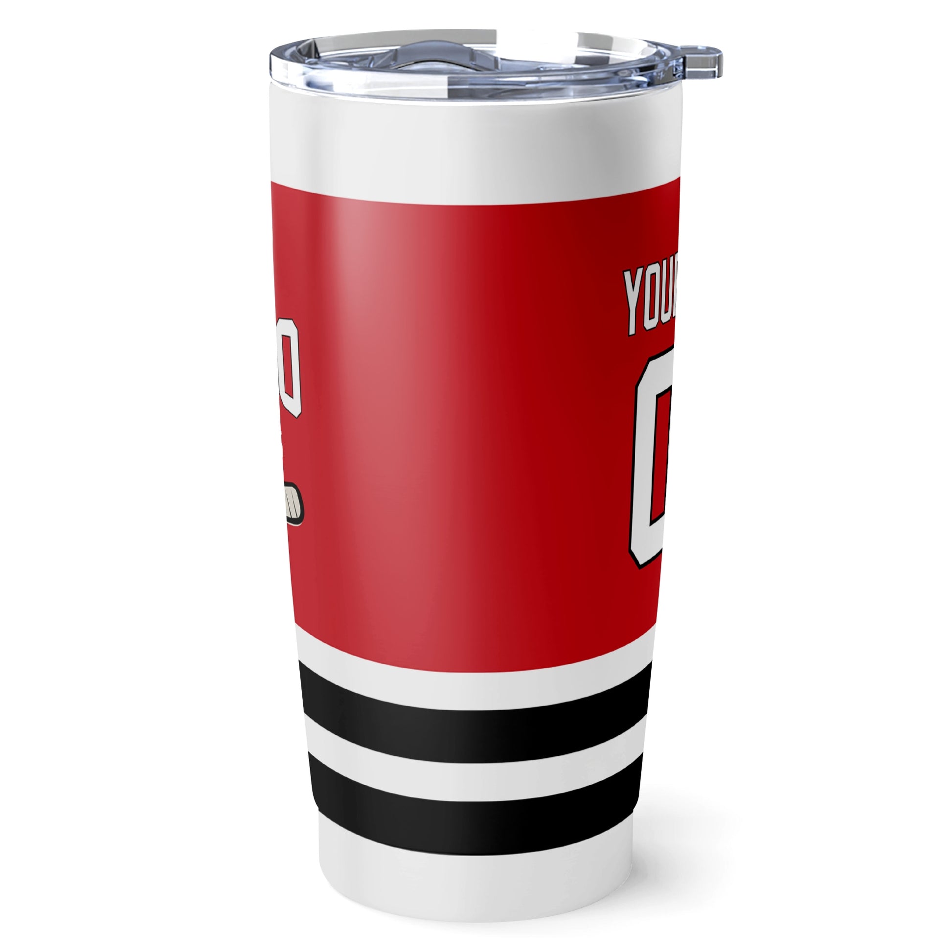 Chicago hockey tumbler side view in Red city-color style