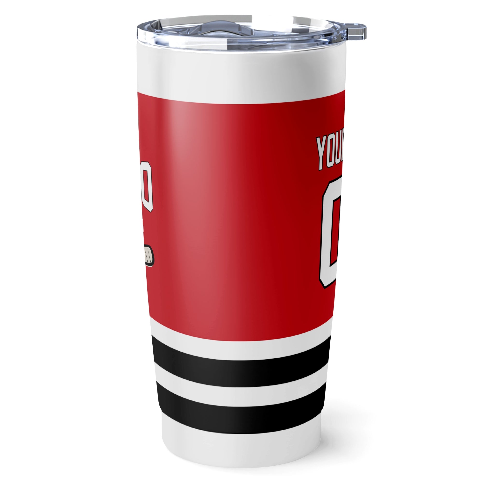 Chicago hockey tumbler side view in Red city-color style