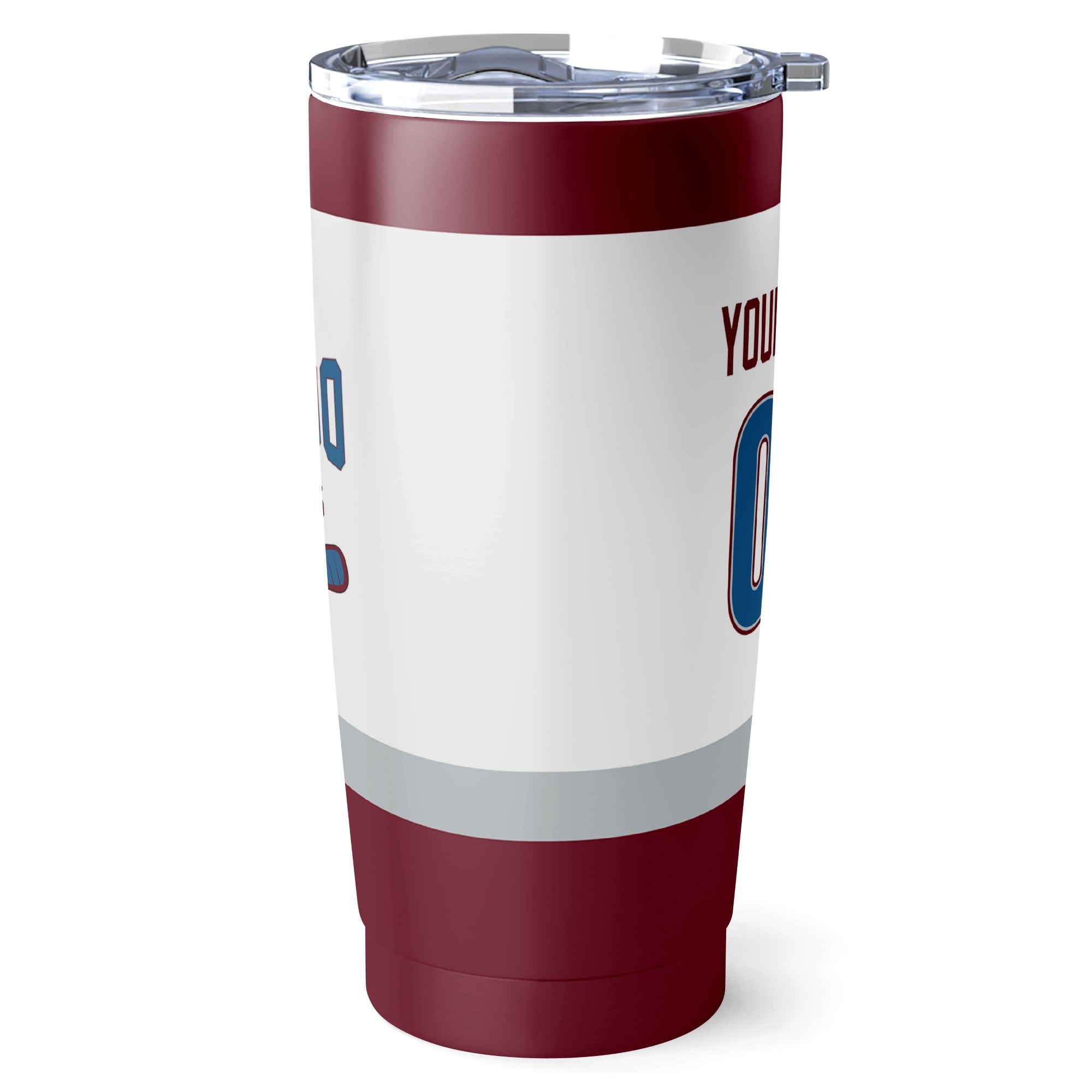 Colorado hockey tumbler side view in White city-color style