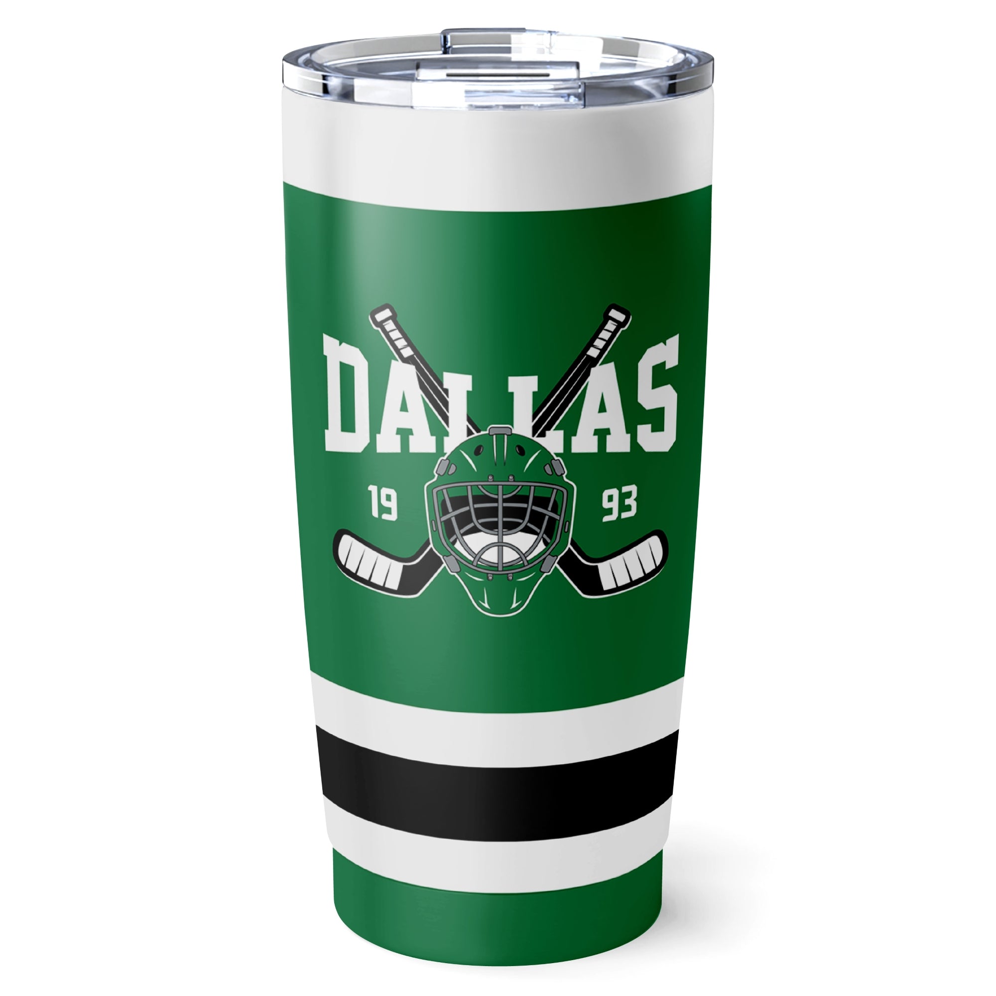 Dallas hockey tumbler front design in Green city-color style