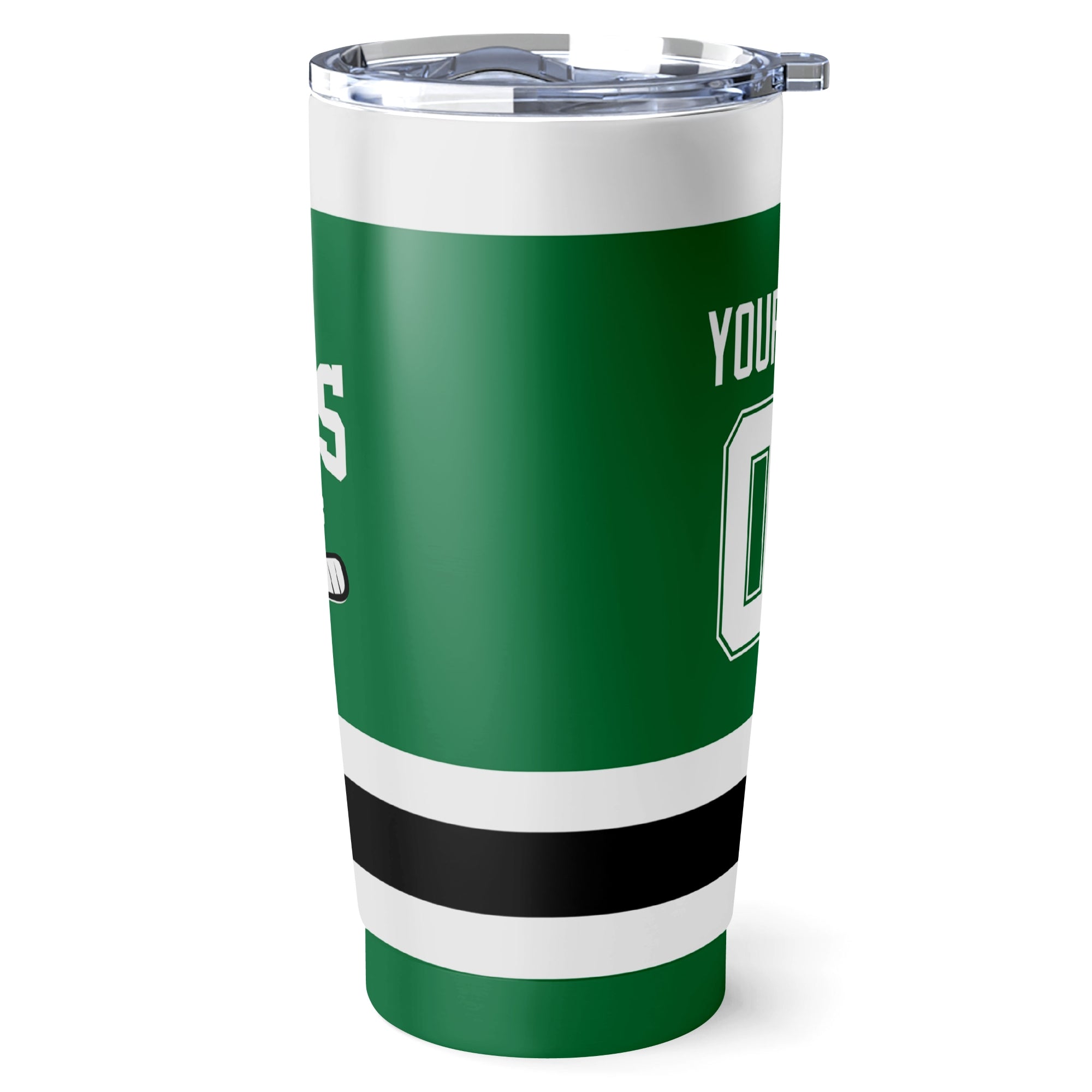 Dallas hockey tumbler side view in Green city-color style