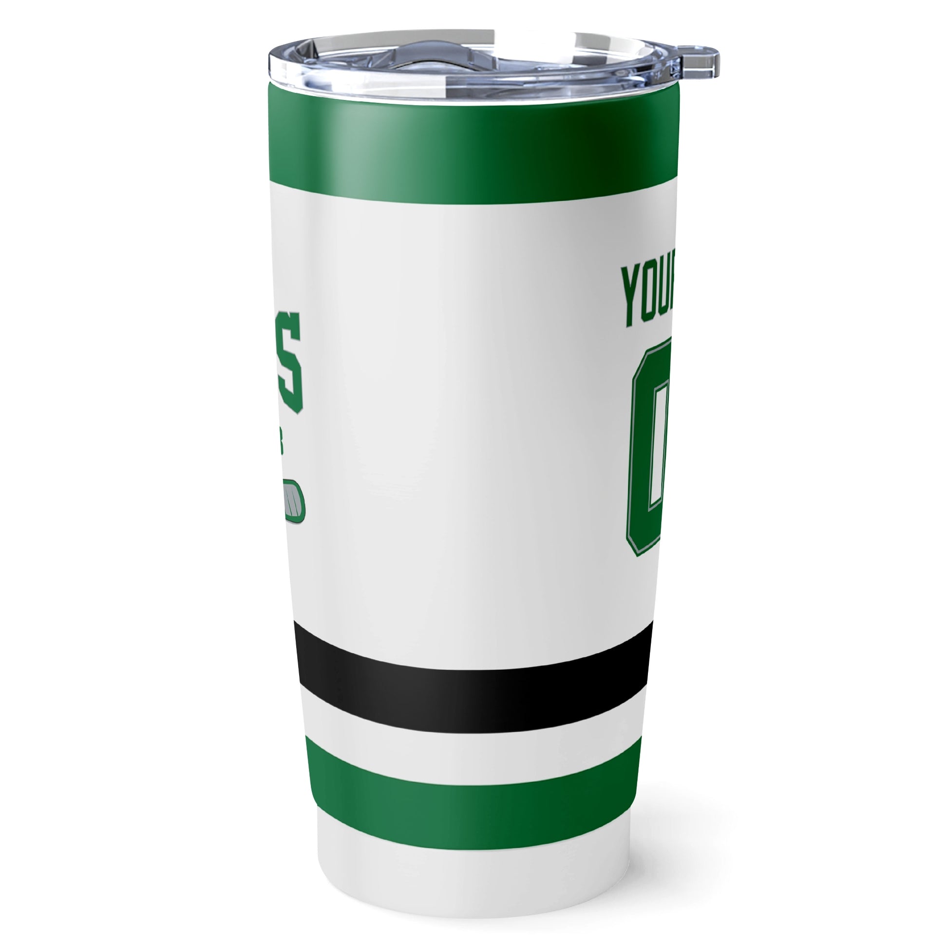 Dallas hockey tumbler side view in White city-color style