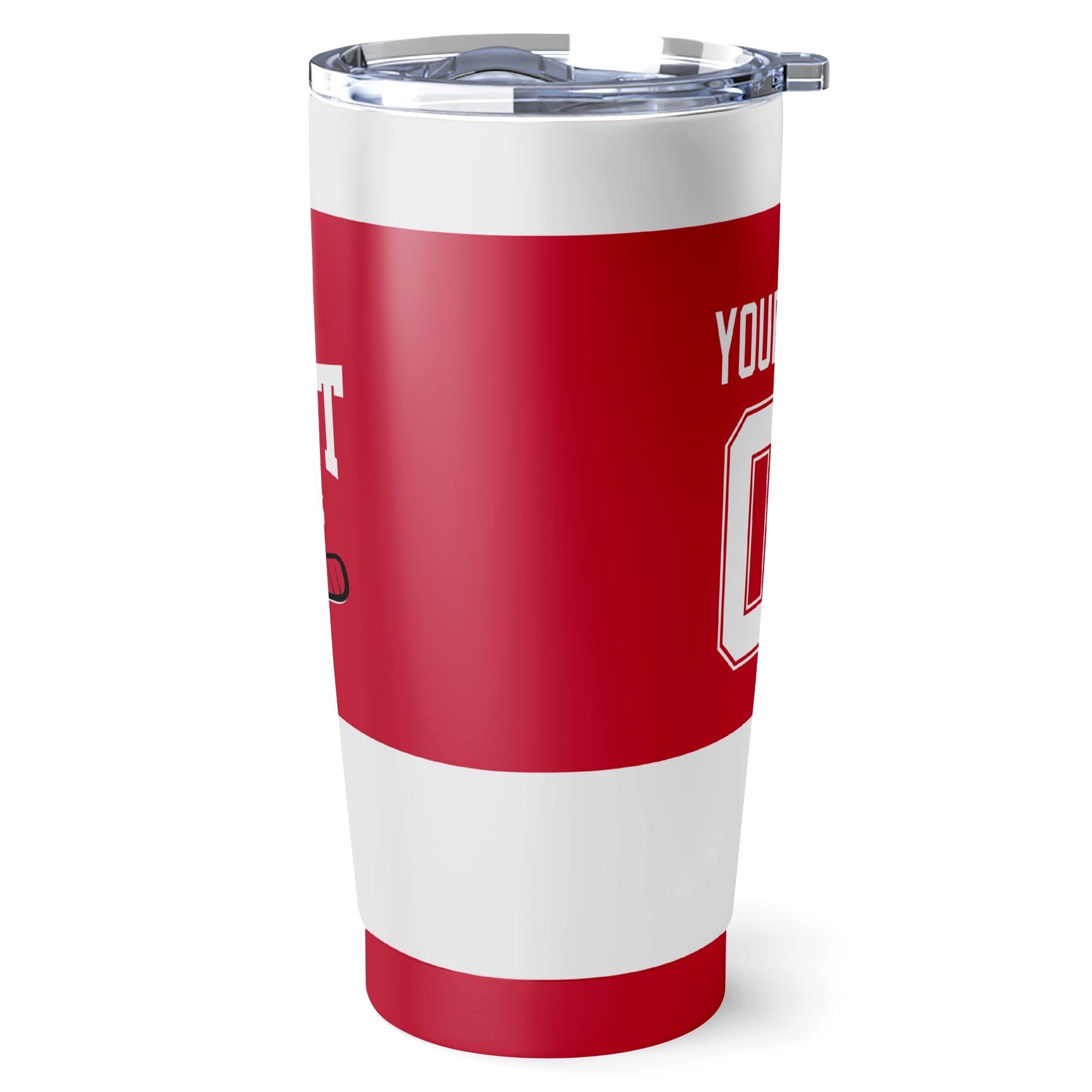 Detroit hockey tumbler side view in Red city-color style