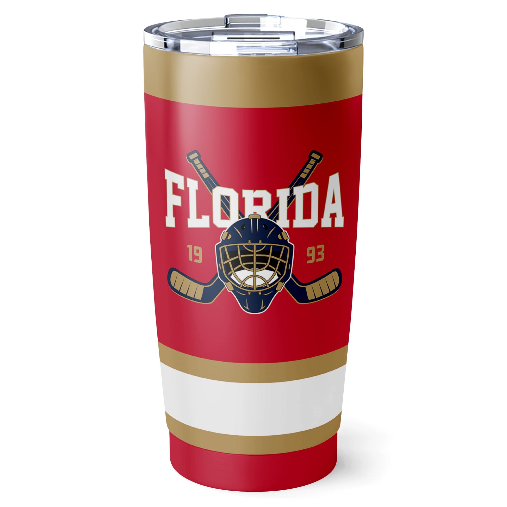 Florida hockey tumbler front design in Red city-color style