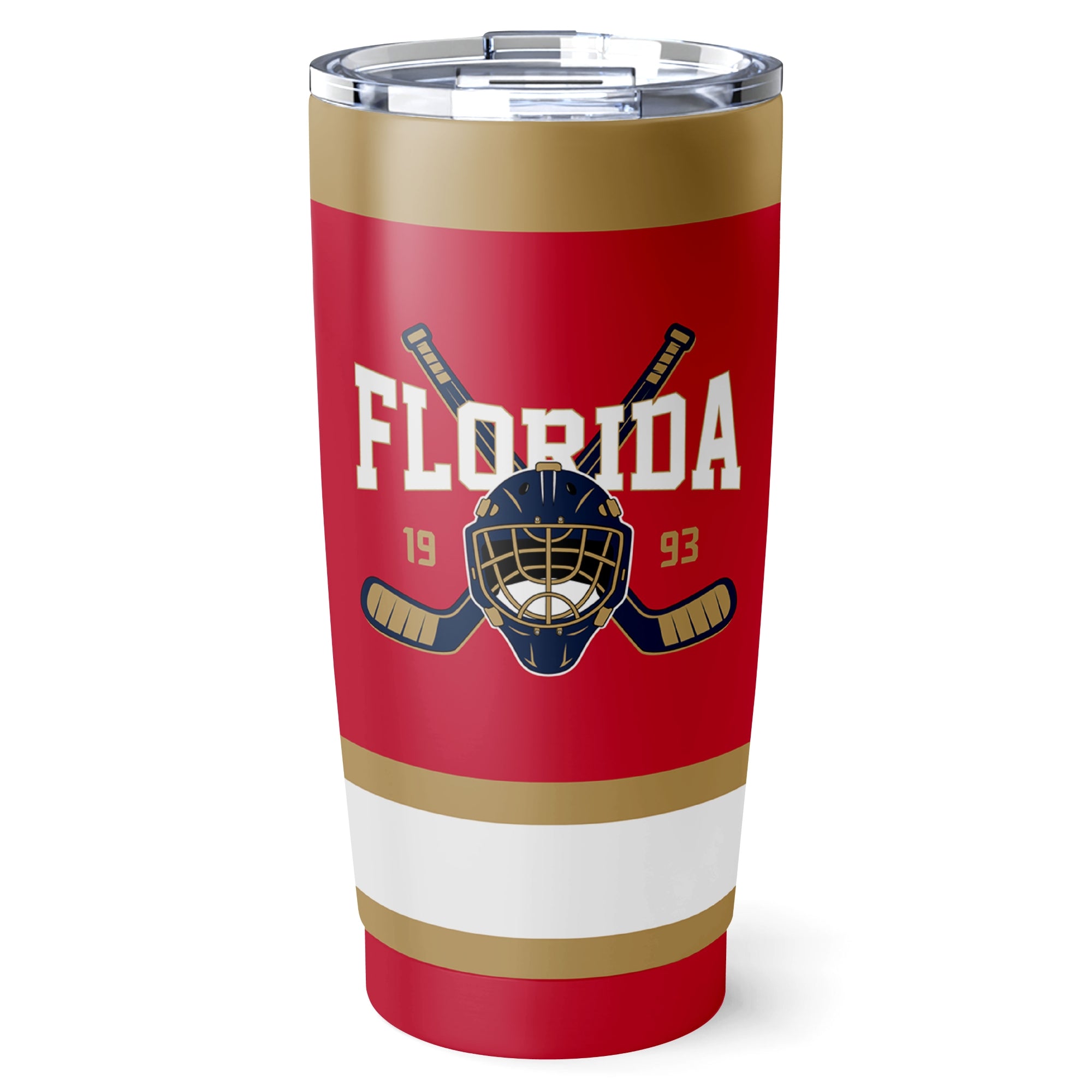 Florida hockey tumbler front design in Red city-color style