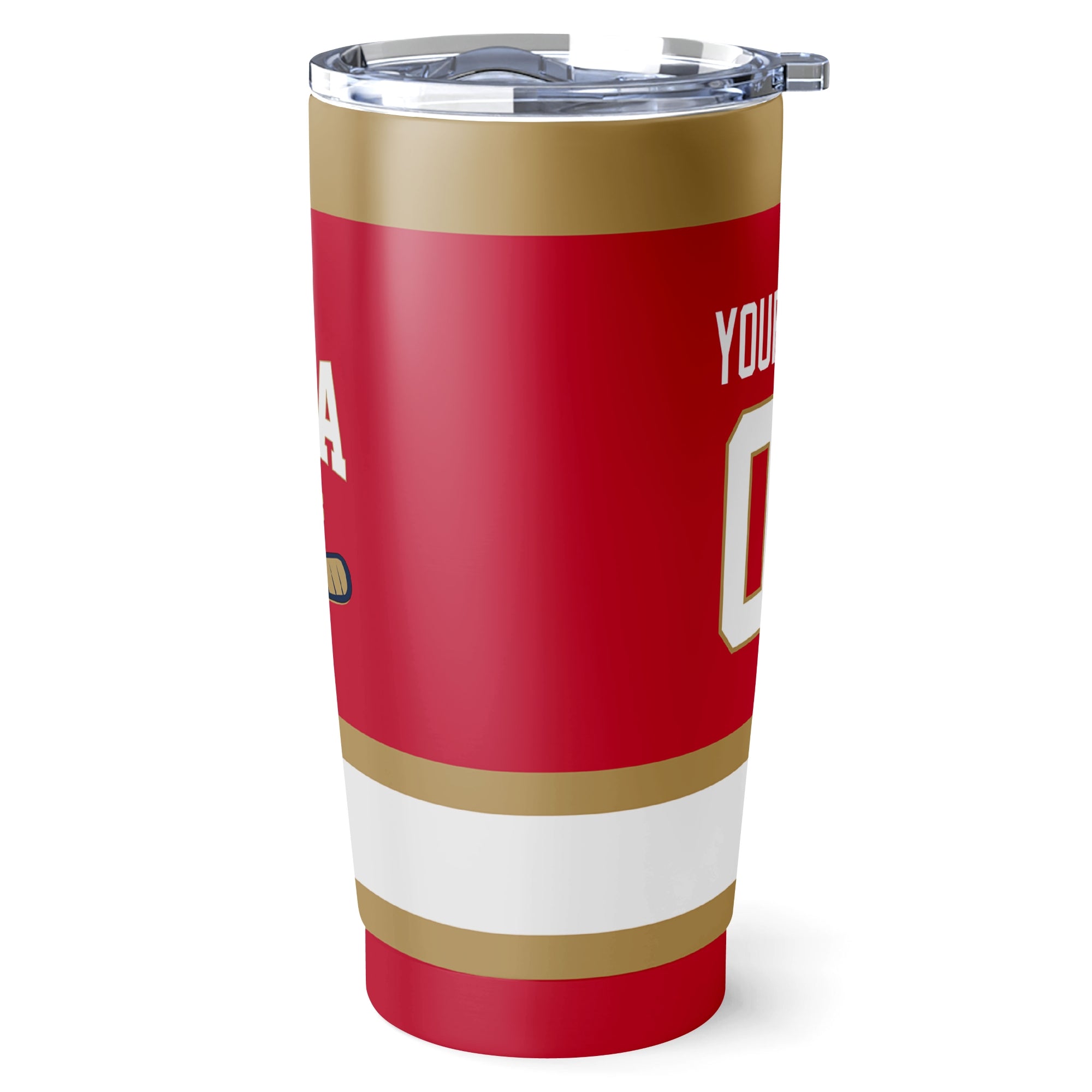 Florida hockey tumbler side view in Red city-color style