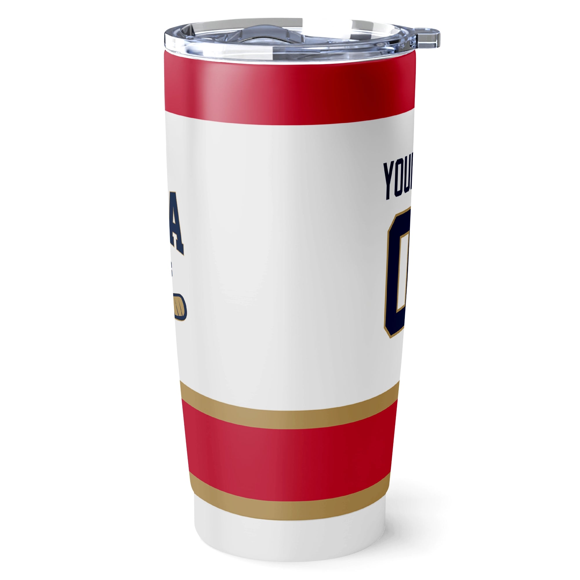 Florida hockey tumbler side view in White city-color style
