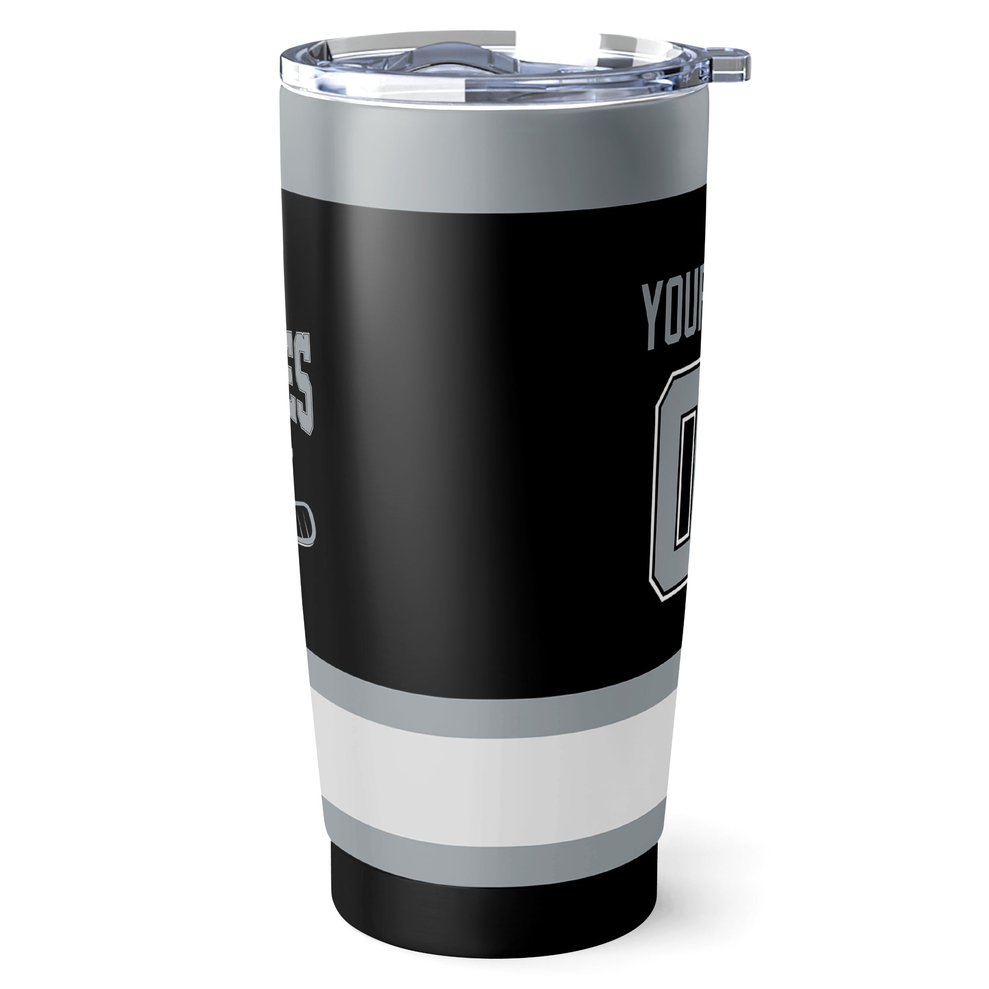 Los Angeles hockey tumbler side view in Black city-color style