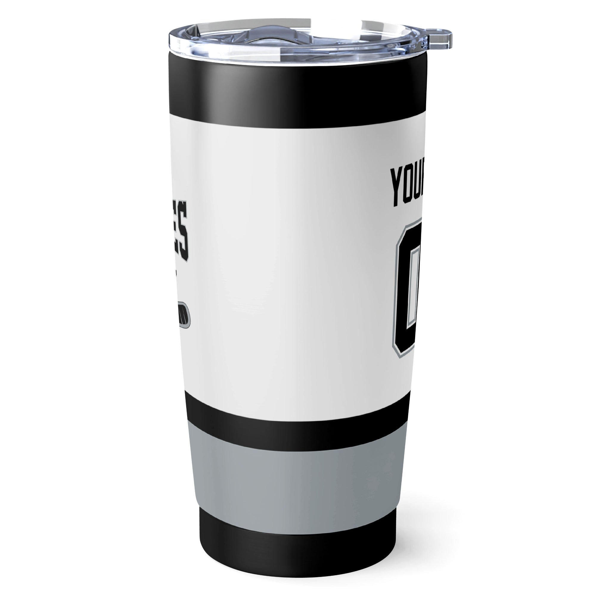 Los Angeles hockey tumbler side view in White city-color style