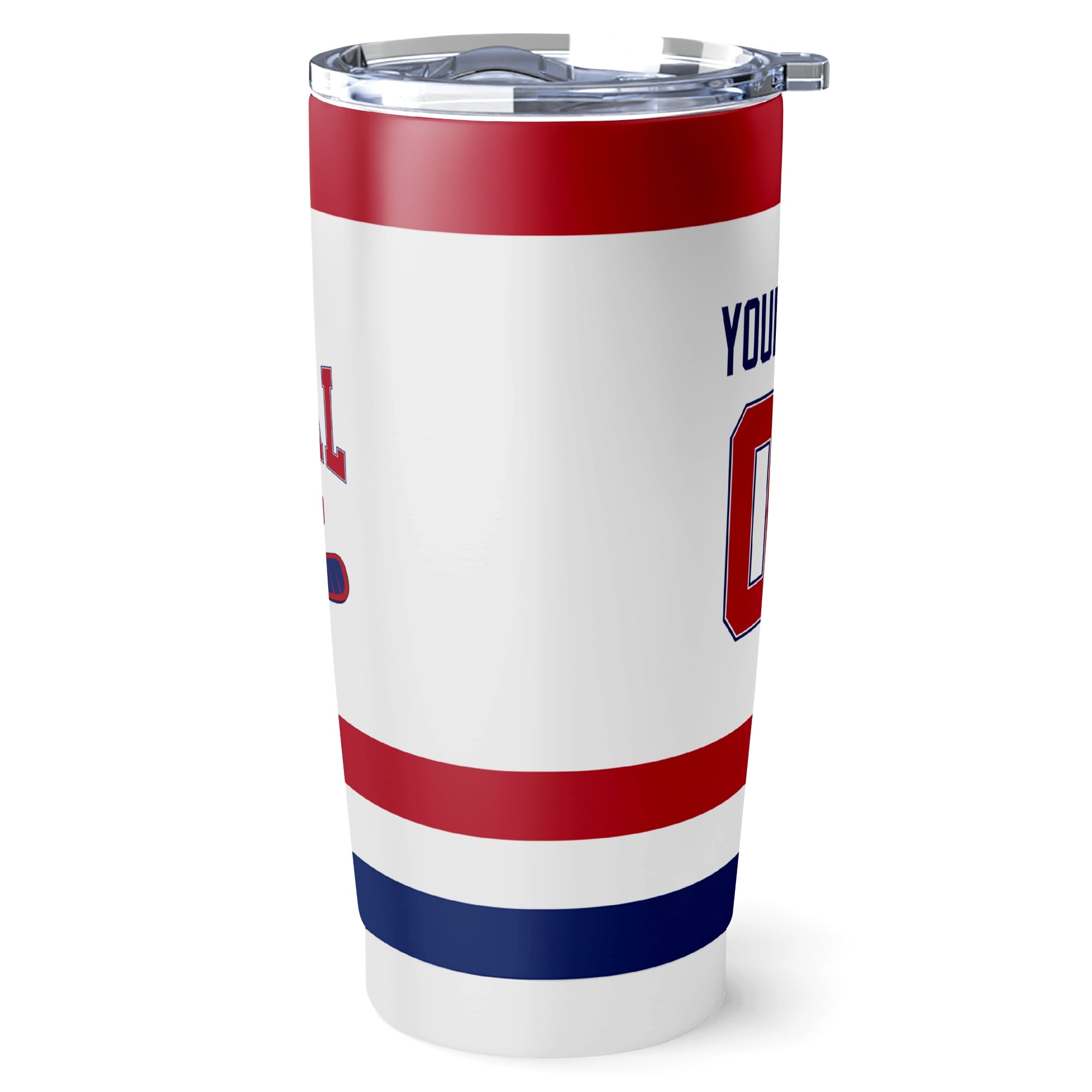 Montreal hockey tumbler side view in White city-color style