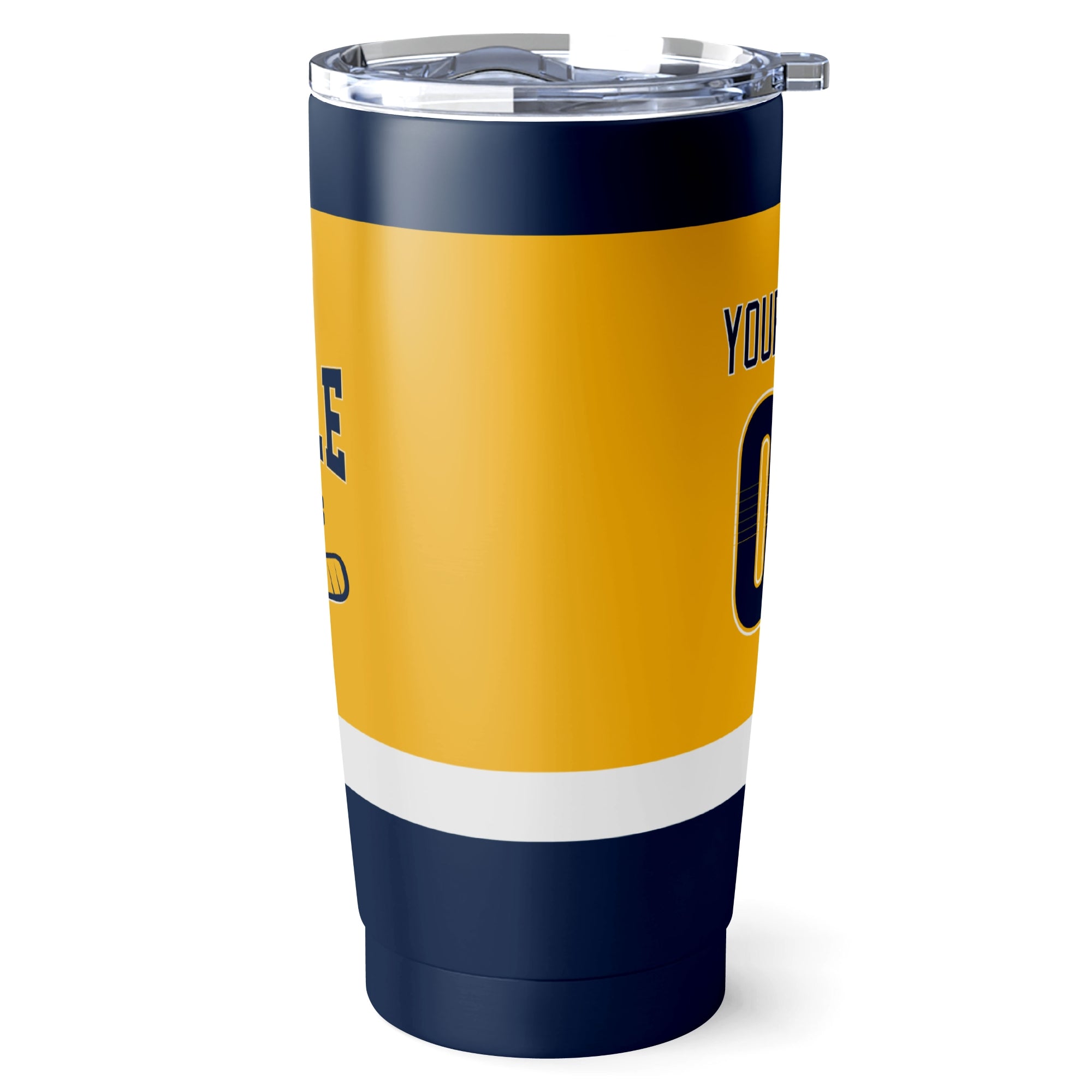 Nashville hockey tumbler side view in Gold city-color style