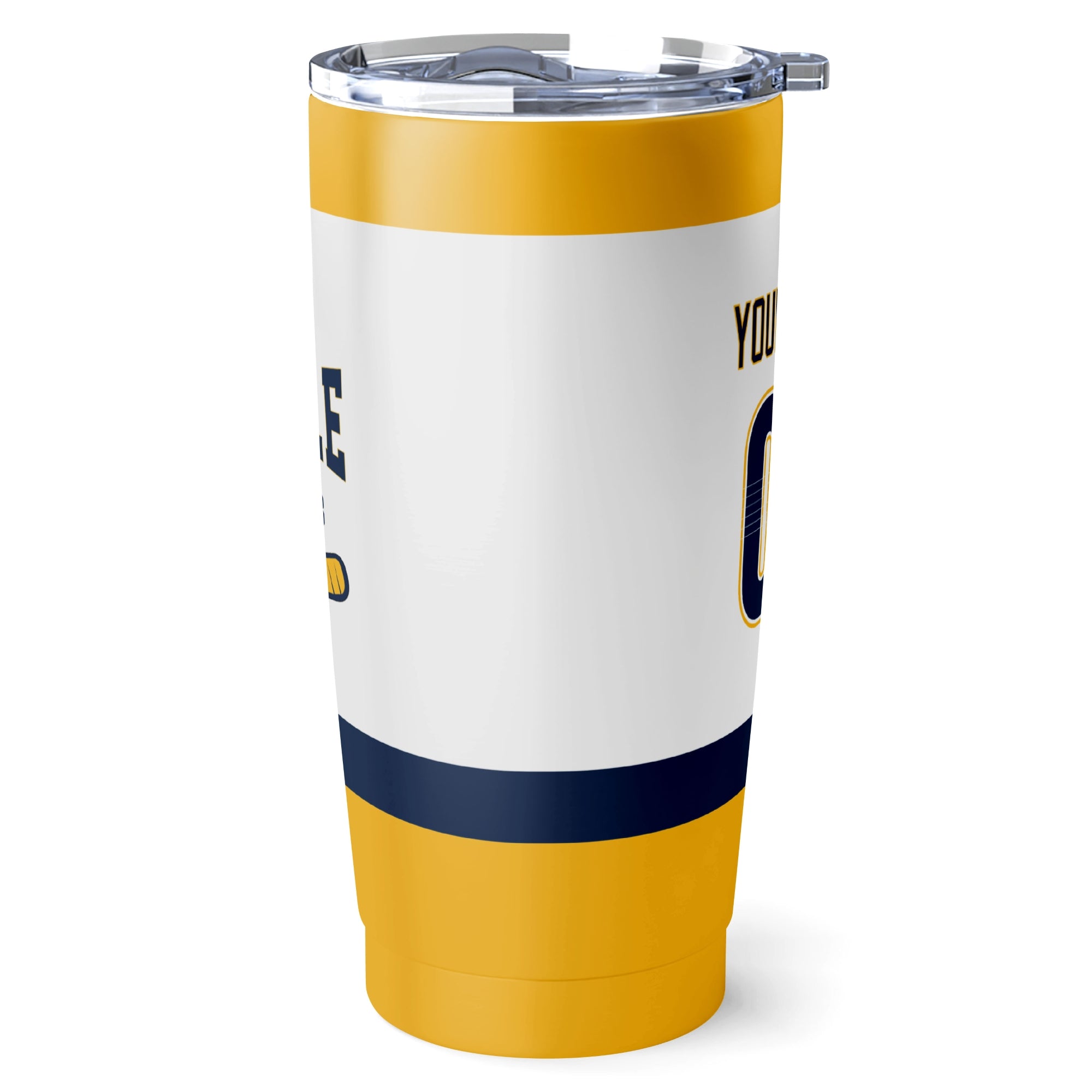 Nashville hockey tumbler side view in White city-color style