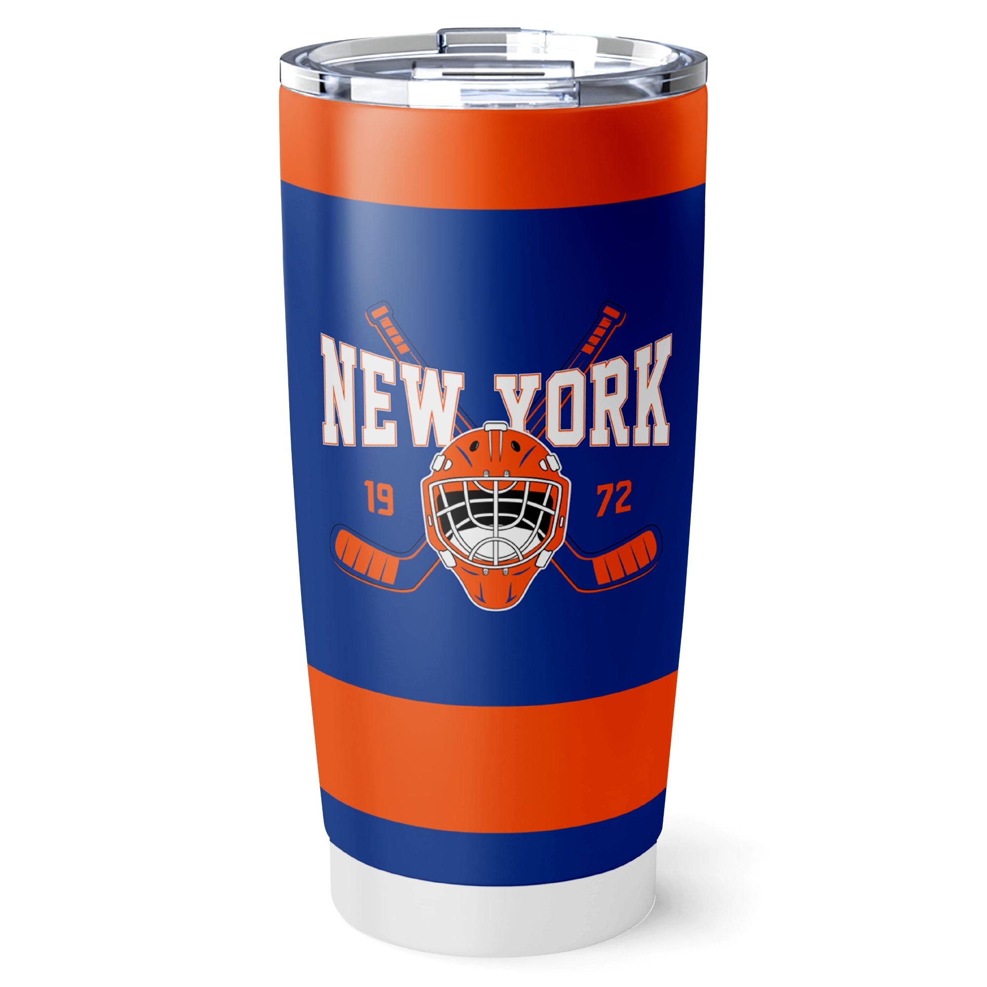 New York hockey tumbler front design in Royal city-color style
