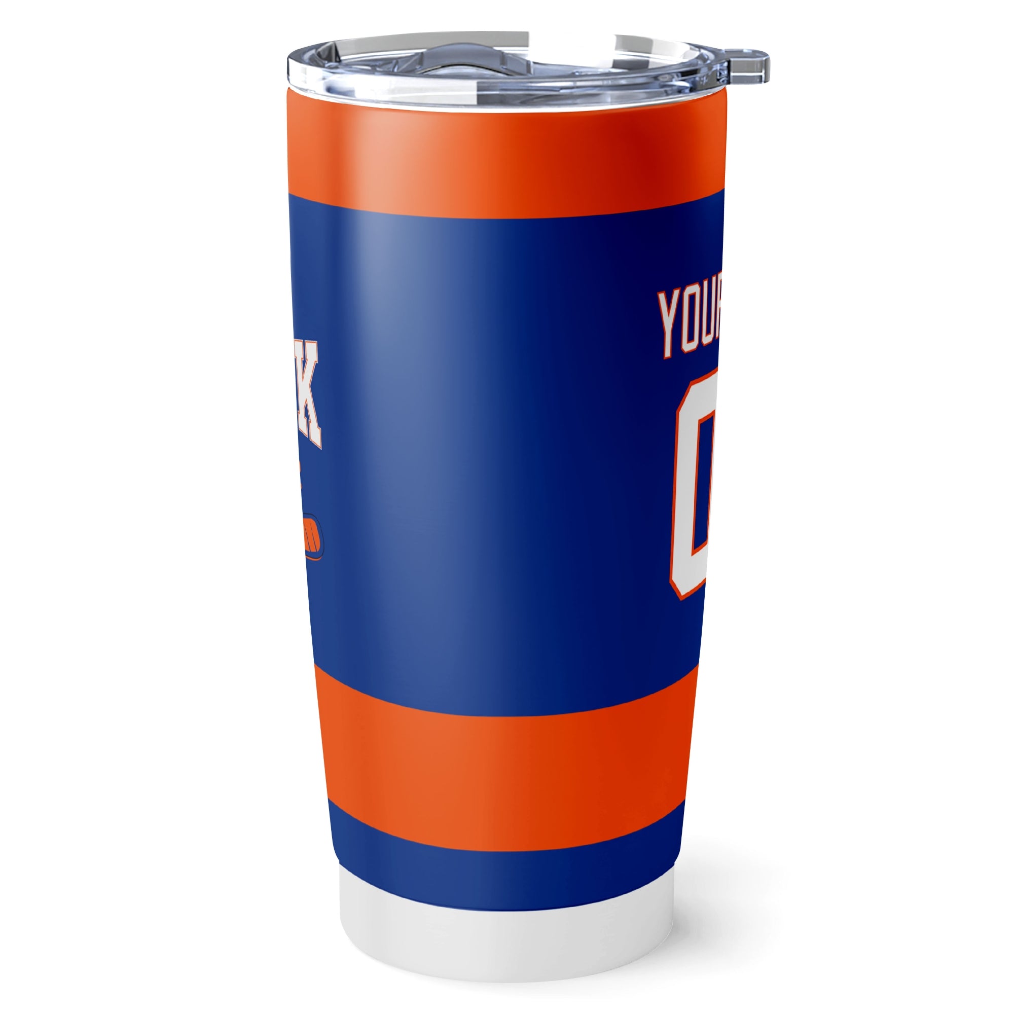 New York hockey tumbler side view in Royal city-color style