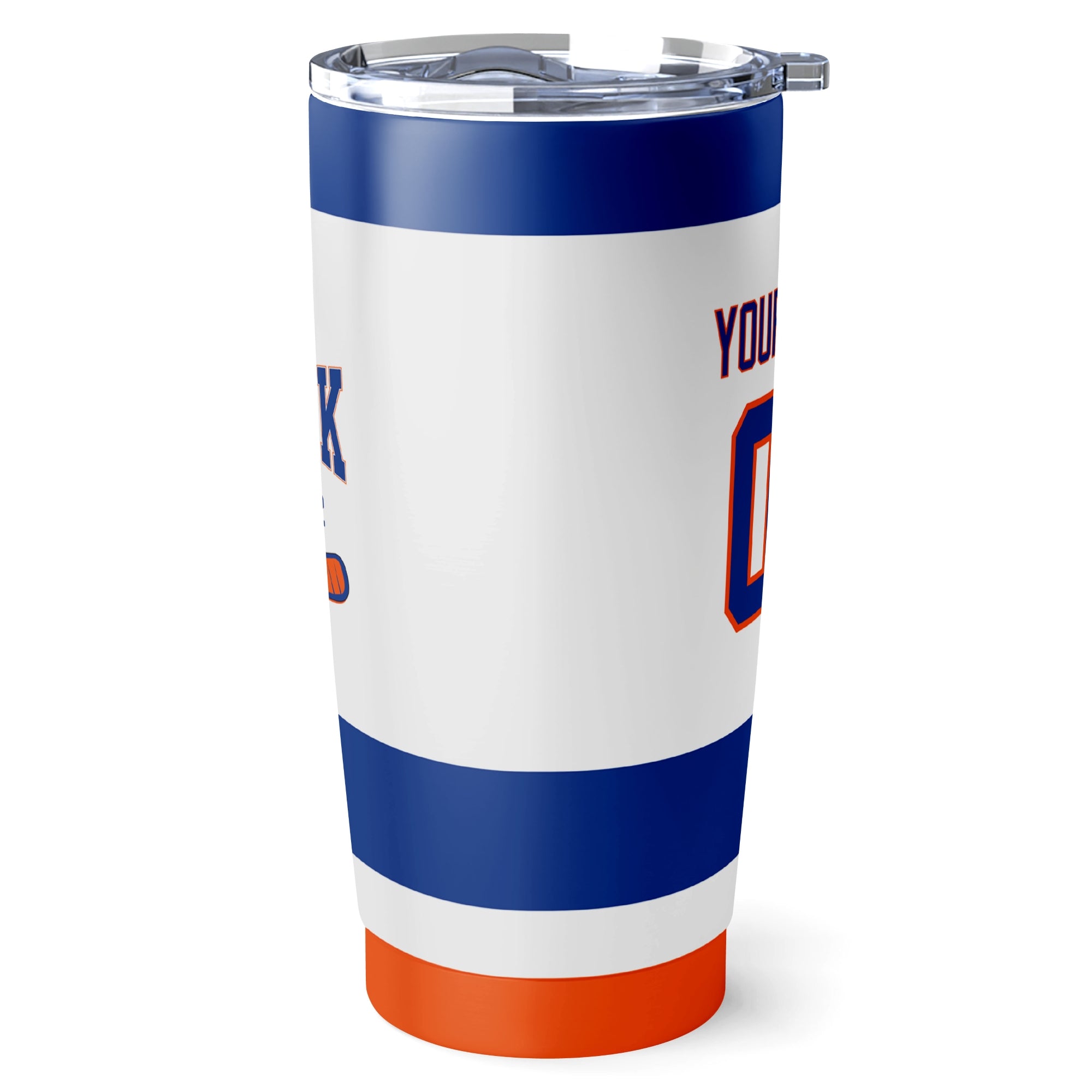 New York hockey tumbler side view in White city-color style