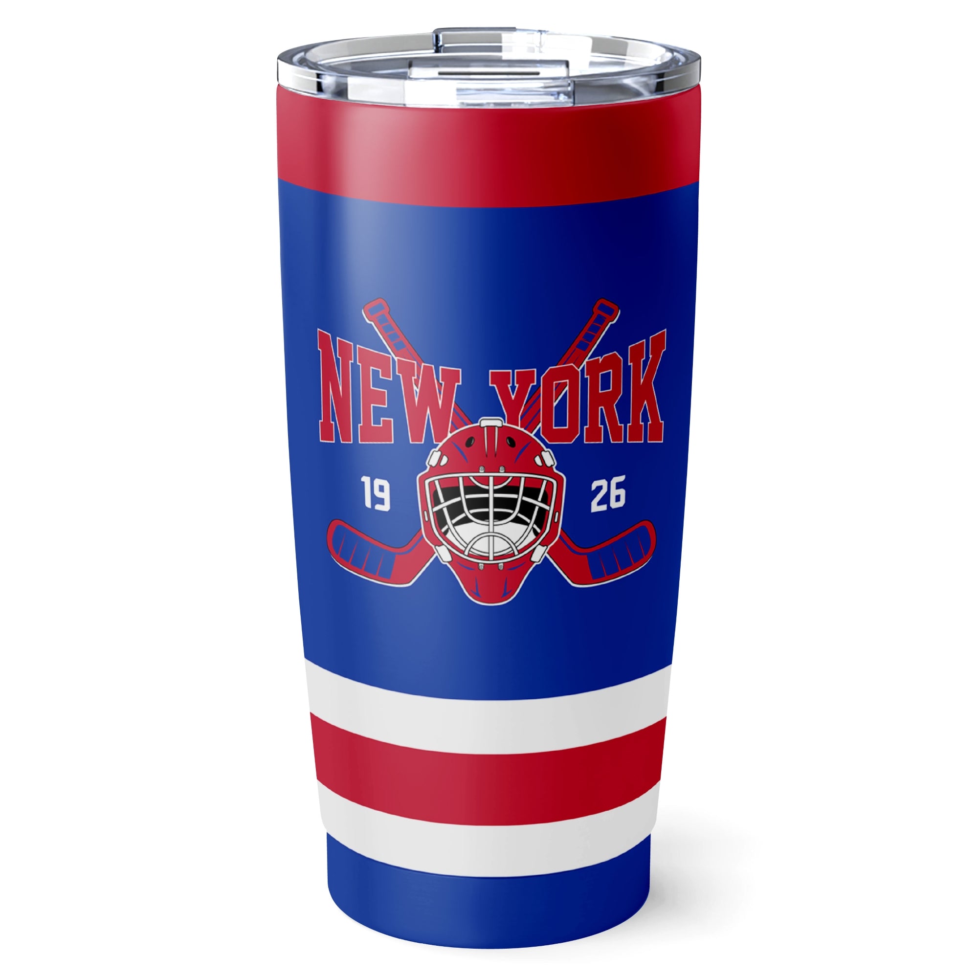 New York R hockey tumbler front design in Blue city-color style