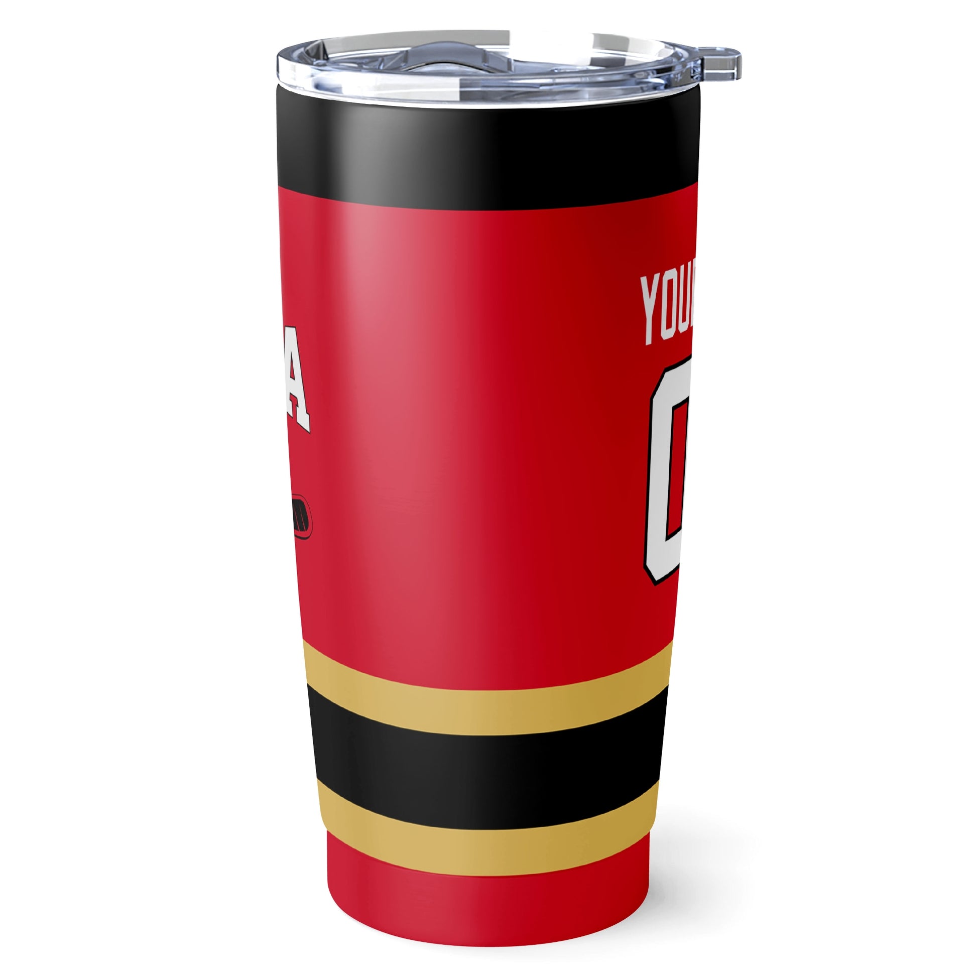 Ottawa hockey tumbler side view in Red city-color style