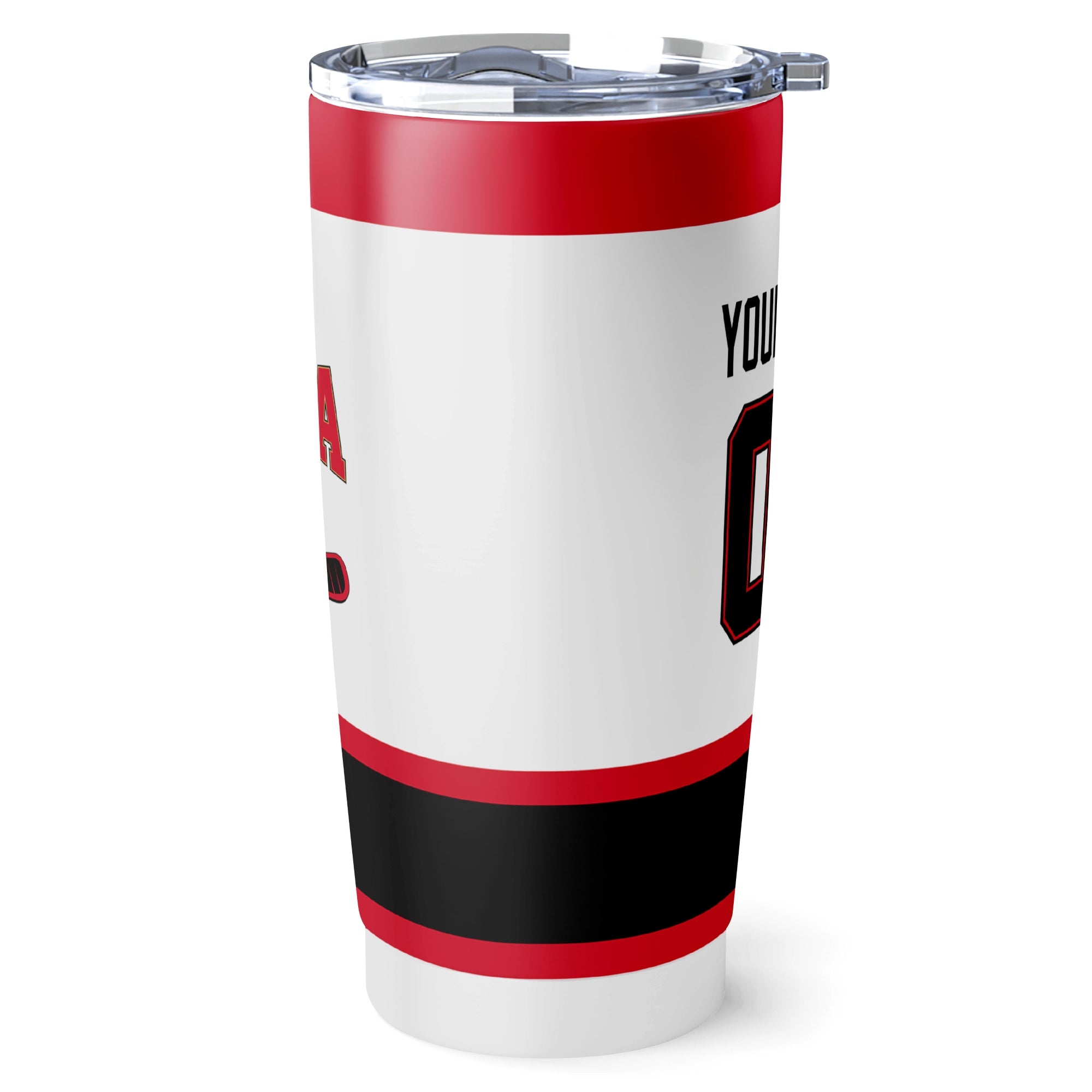 Ottawa hockey tumbler side view in White city-color style
