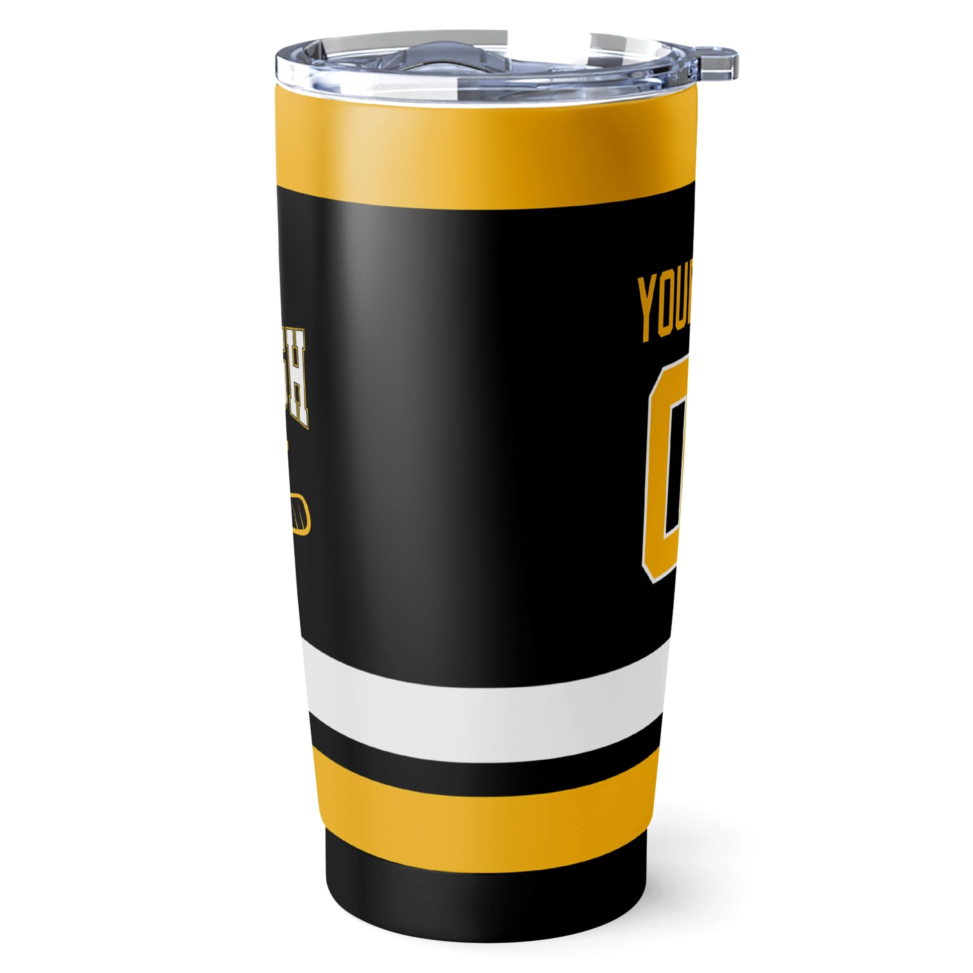Pittsburgh hockey tumbler side view in Black city-color style