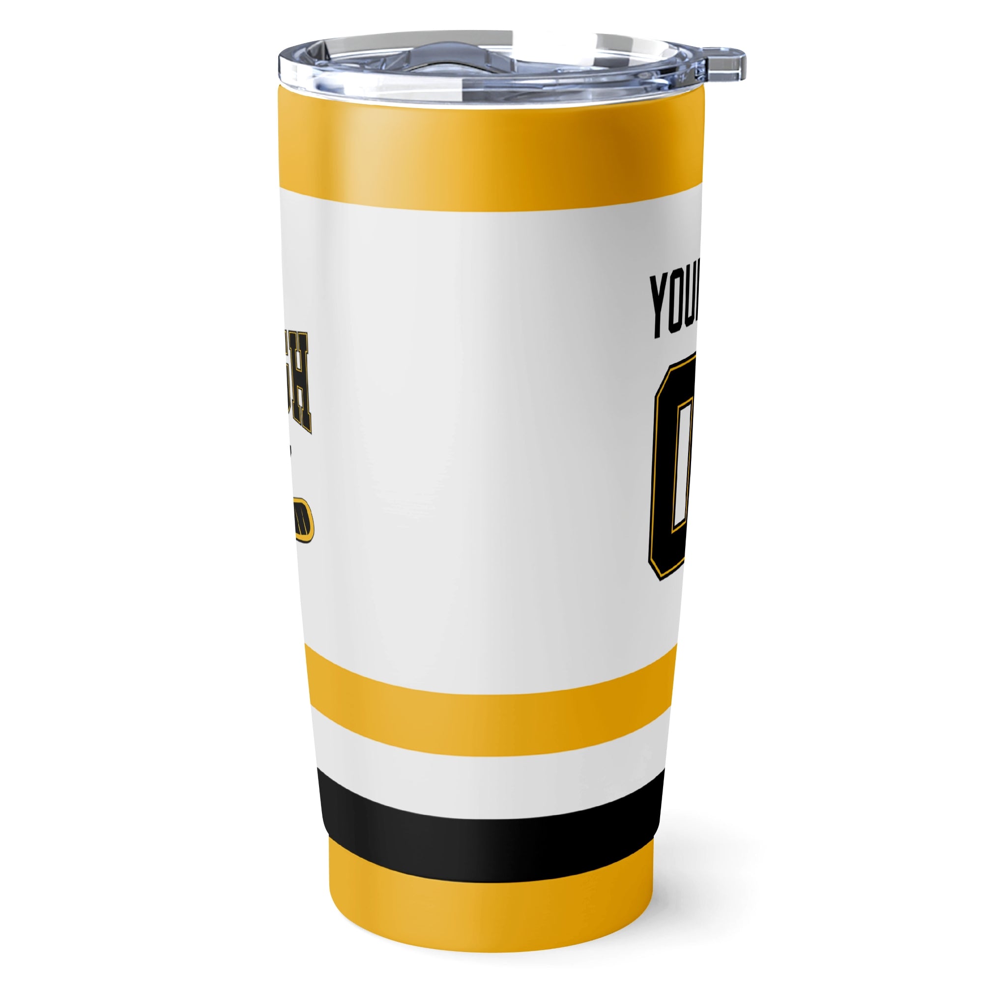 Pittsburgh hockey tumbler side view in White city-color style