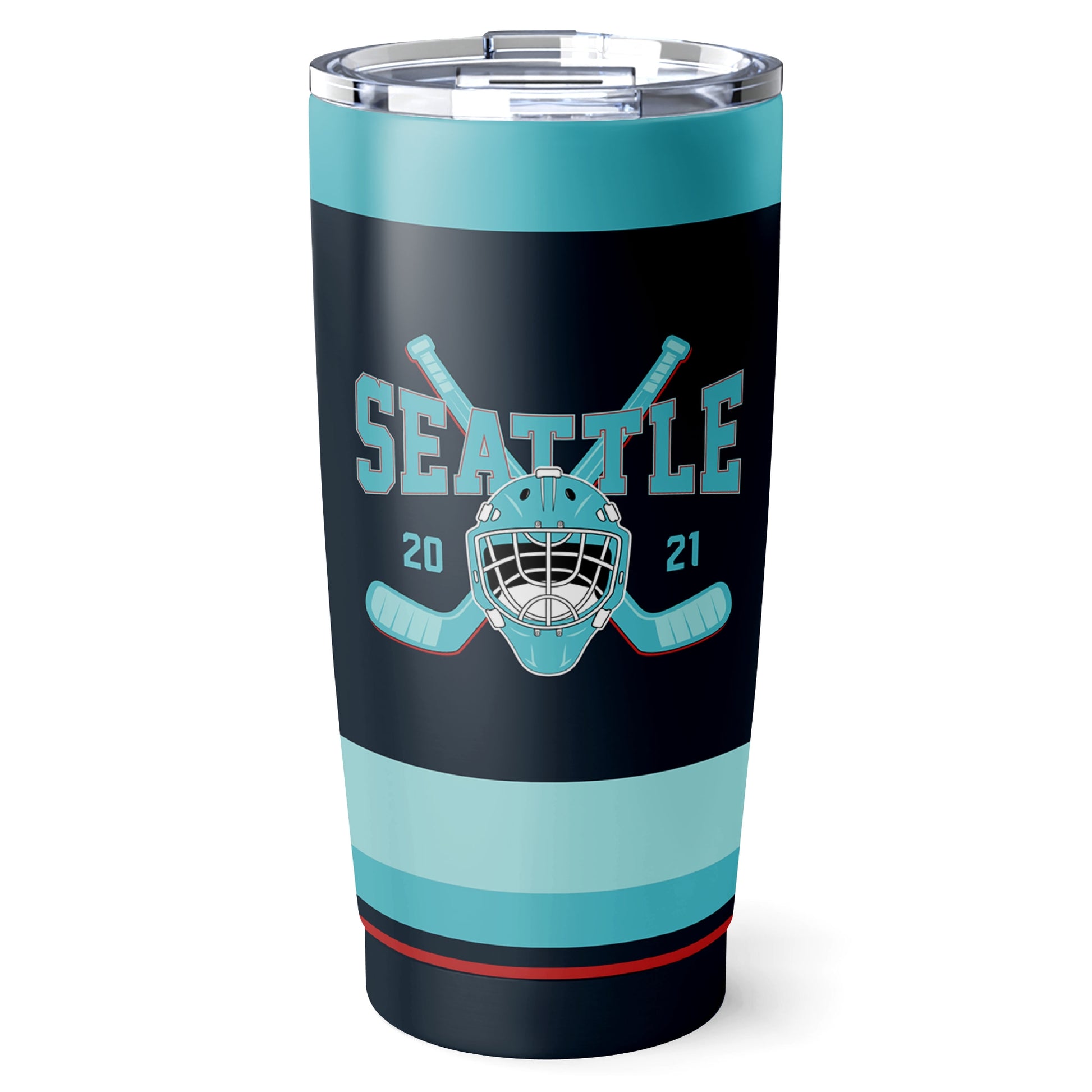 Seattle hockey tumbler front design in Blue city-color style