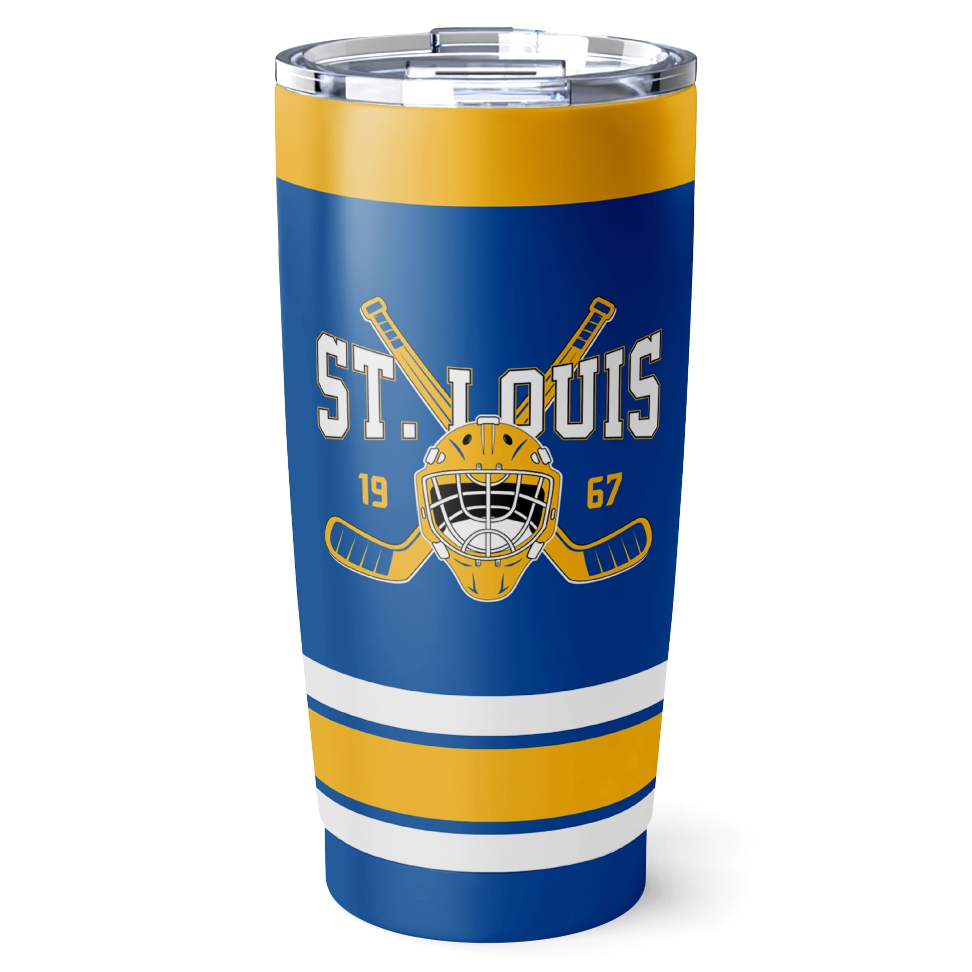 St. Louis hockey tumbler front design in Blue city-color style