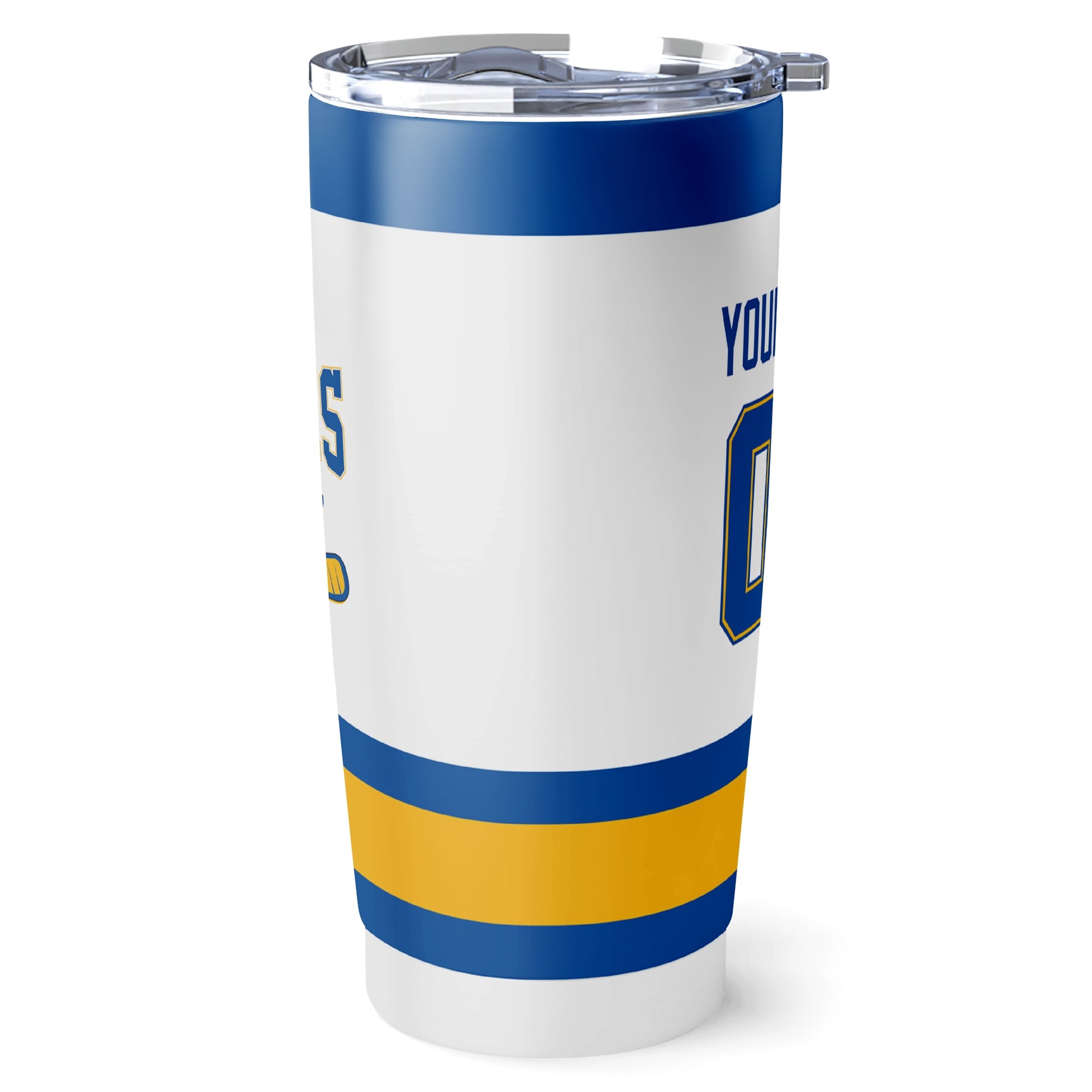 St. Louis hockey tumbler side view in White city-color style