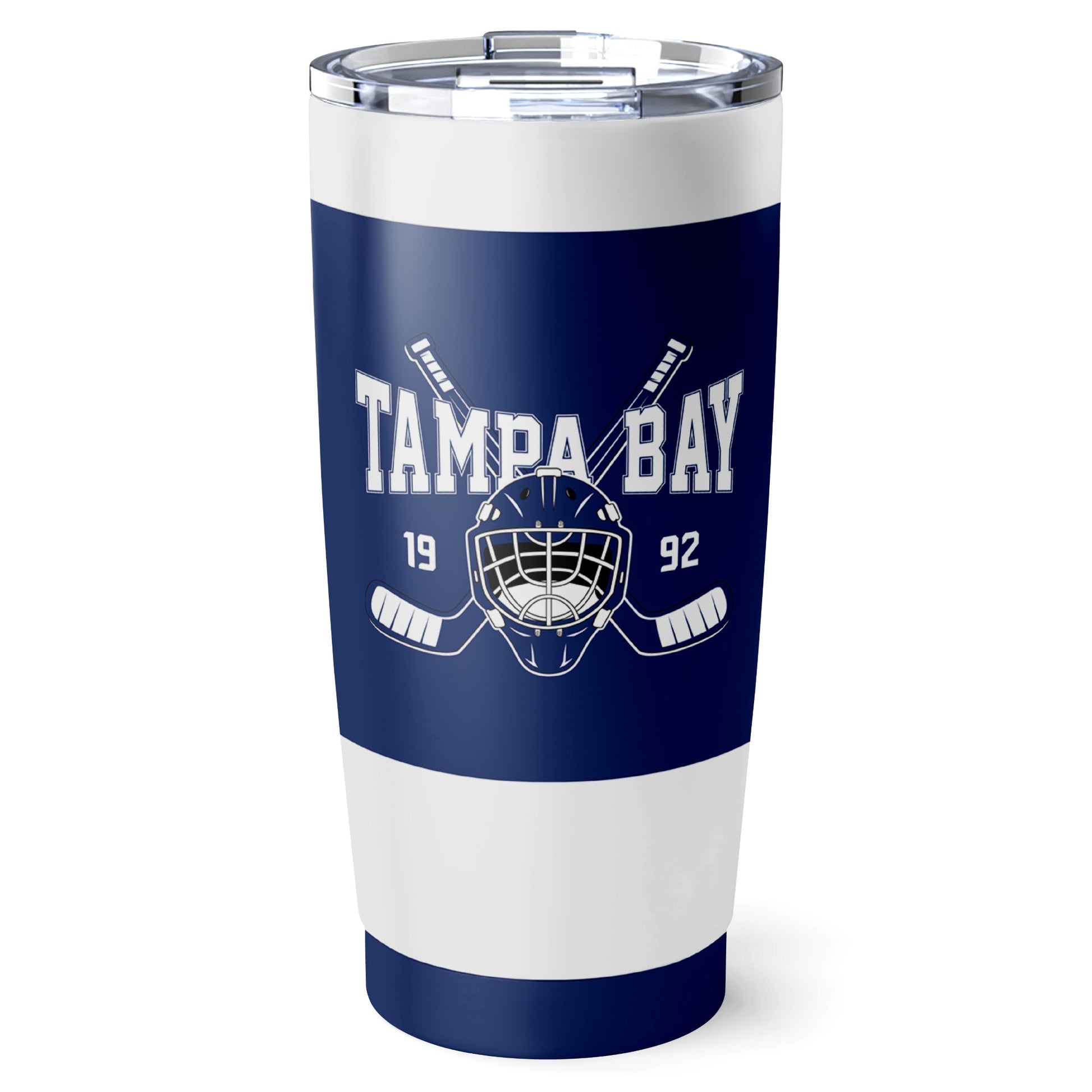 Tampa Bay hockey tumbler front design in Blue city-color style