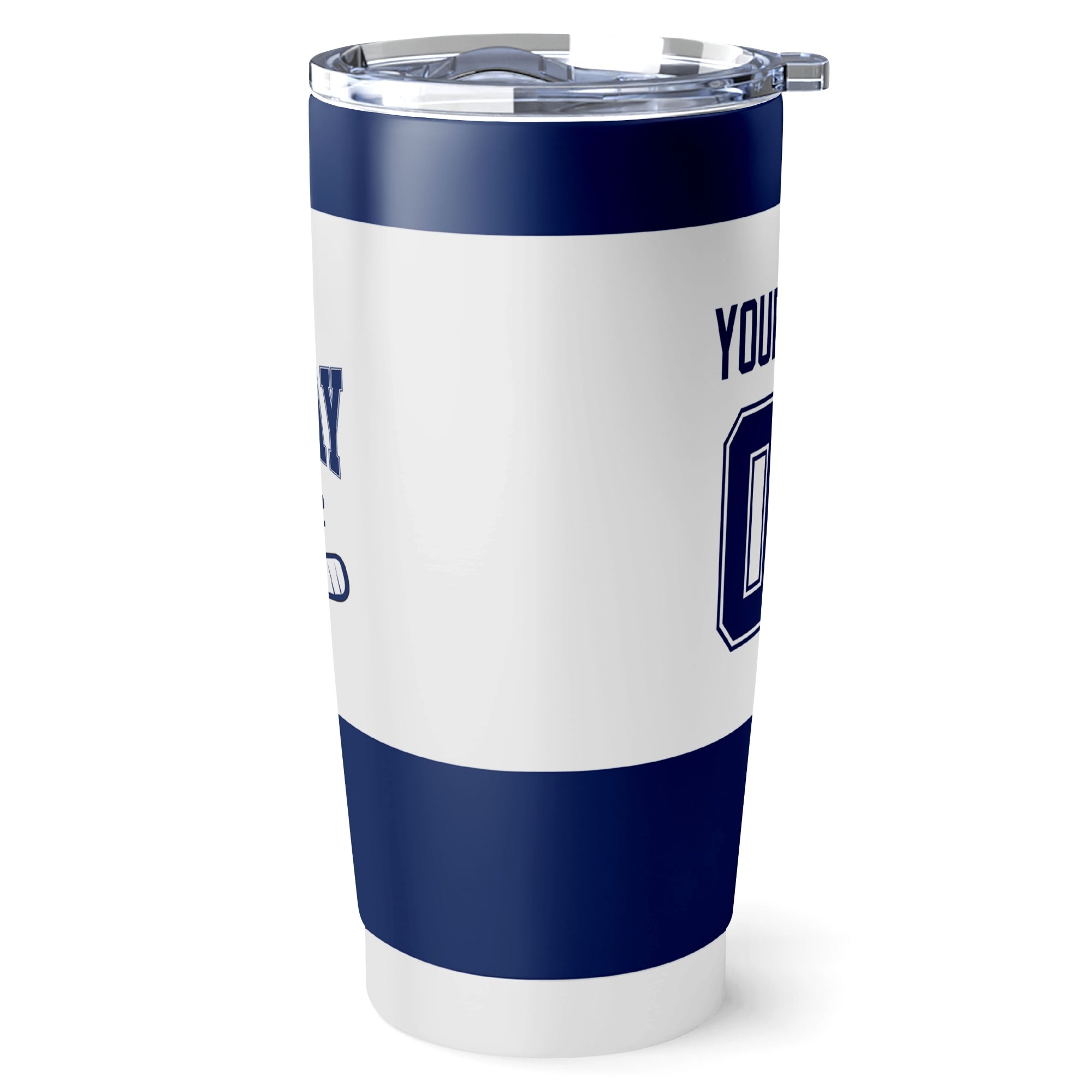 Tampa Bay hockey tumbler side view in White city-color style