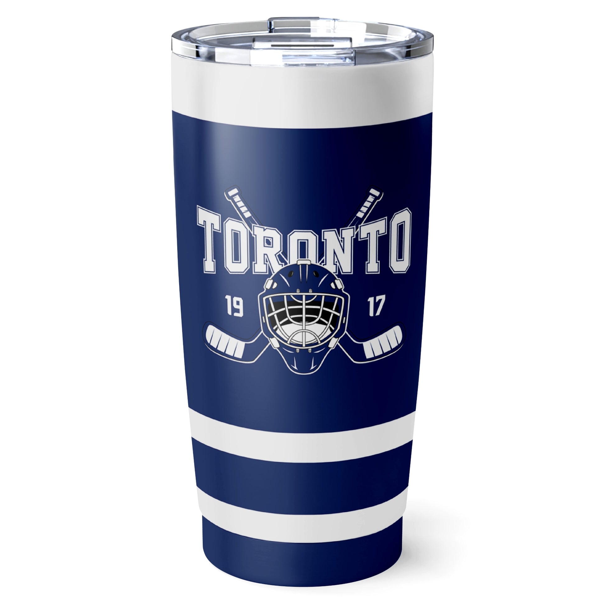 Toronto hockey tumbler front design in Blue city-color style