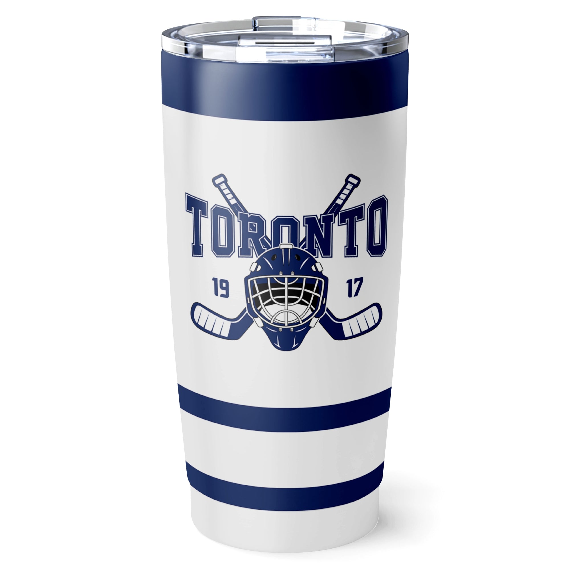 Toronto hockey tumbler front design in White city-color style
