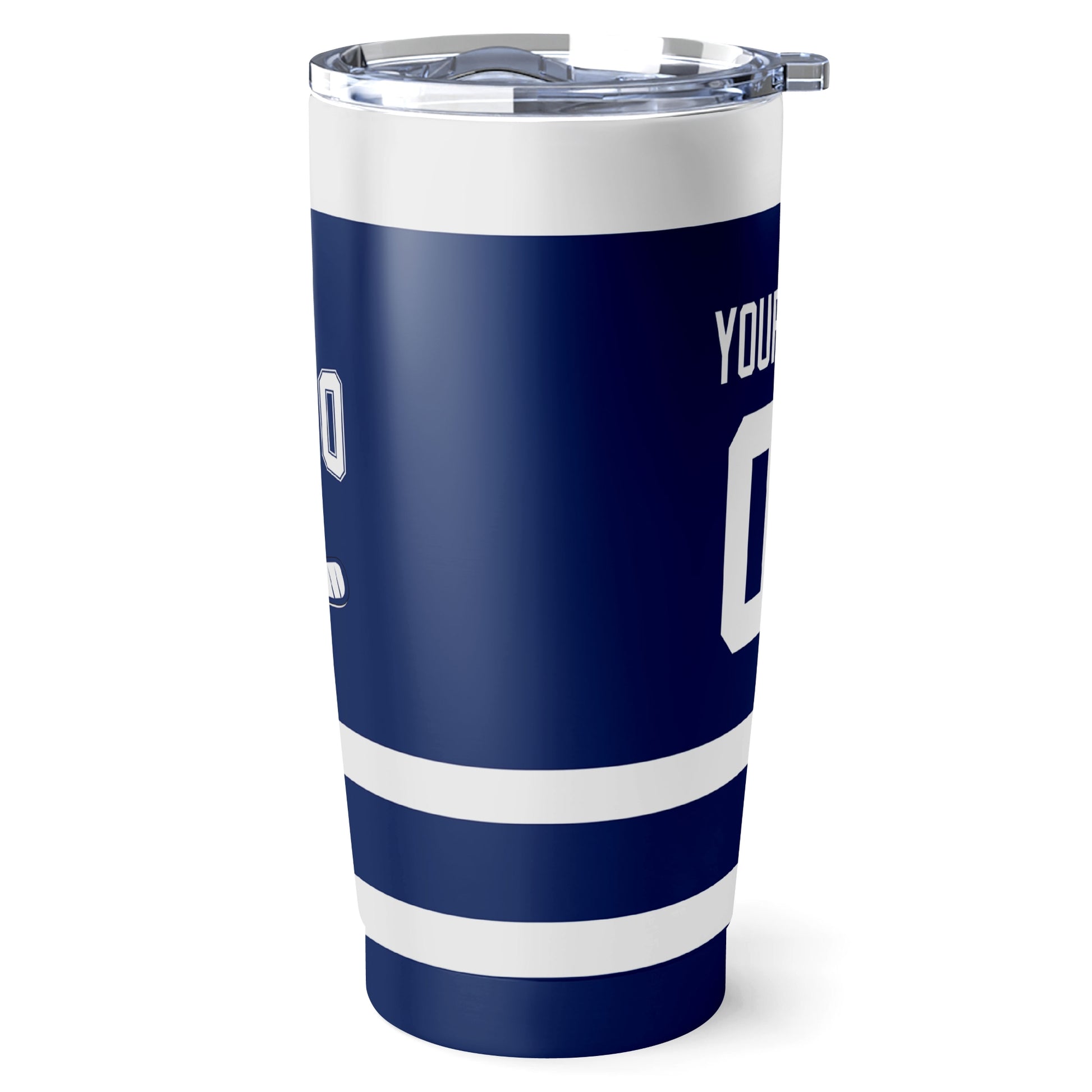 Toronto hockey tumbler side view in Blue city-color style