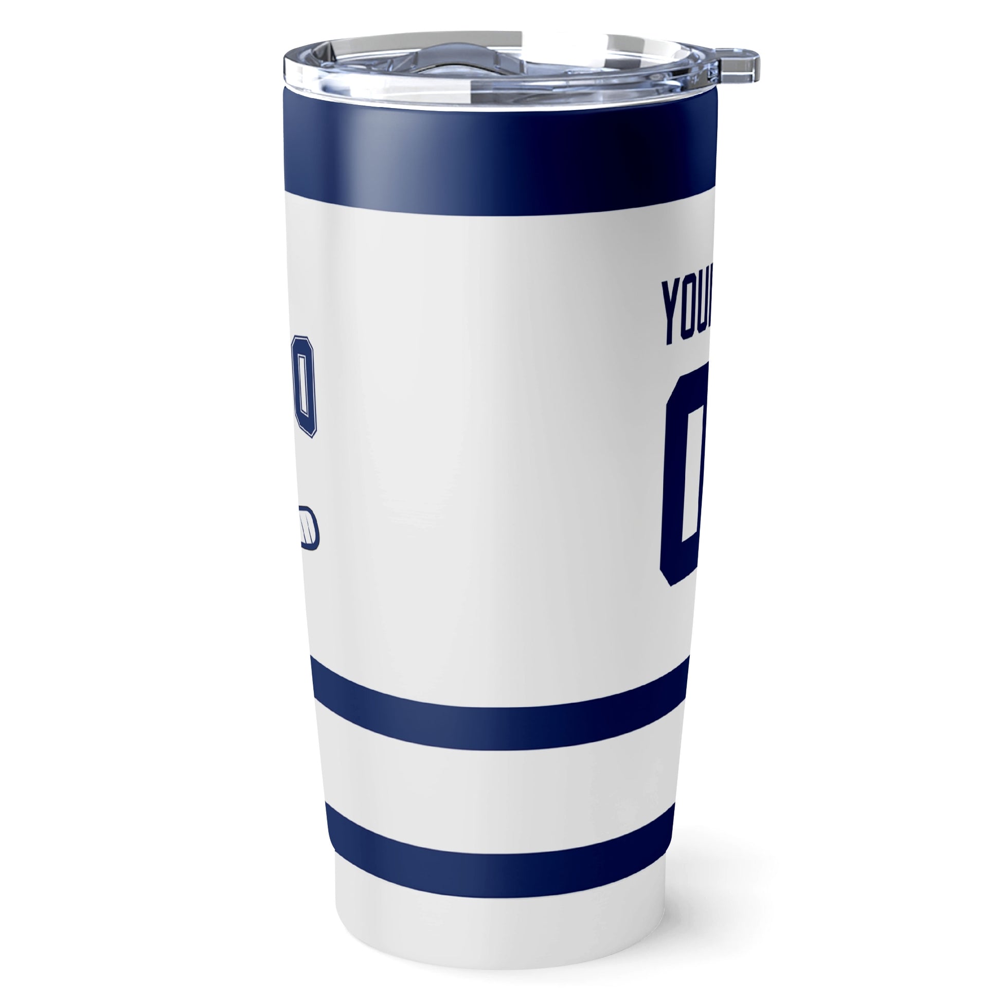 Toronto hockey tumbler side view in White city-color style