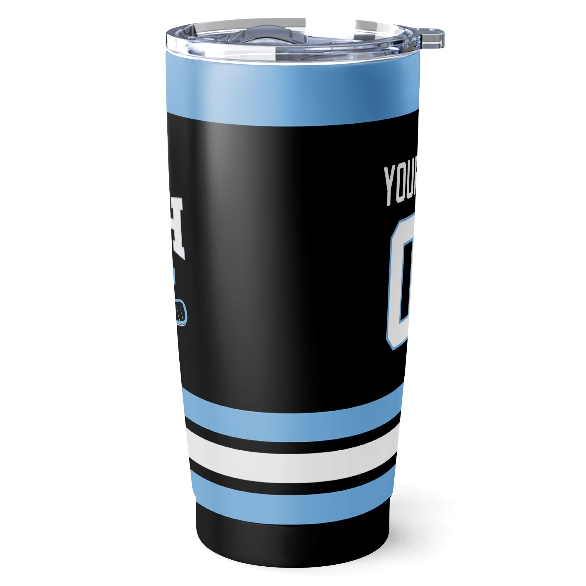 Utah hockey tumbler side view in Black city-color style