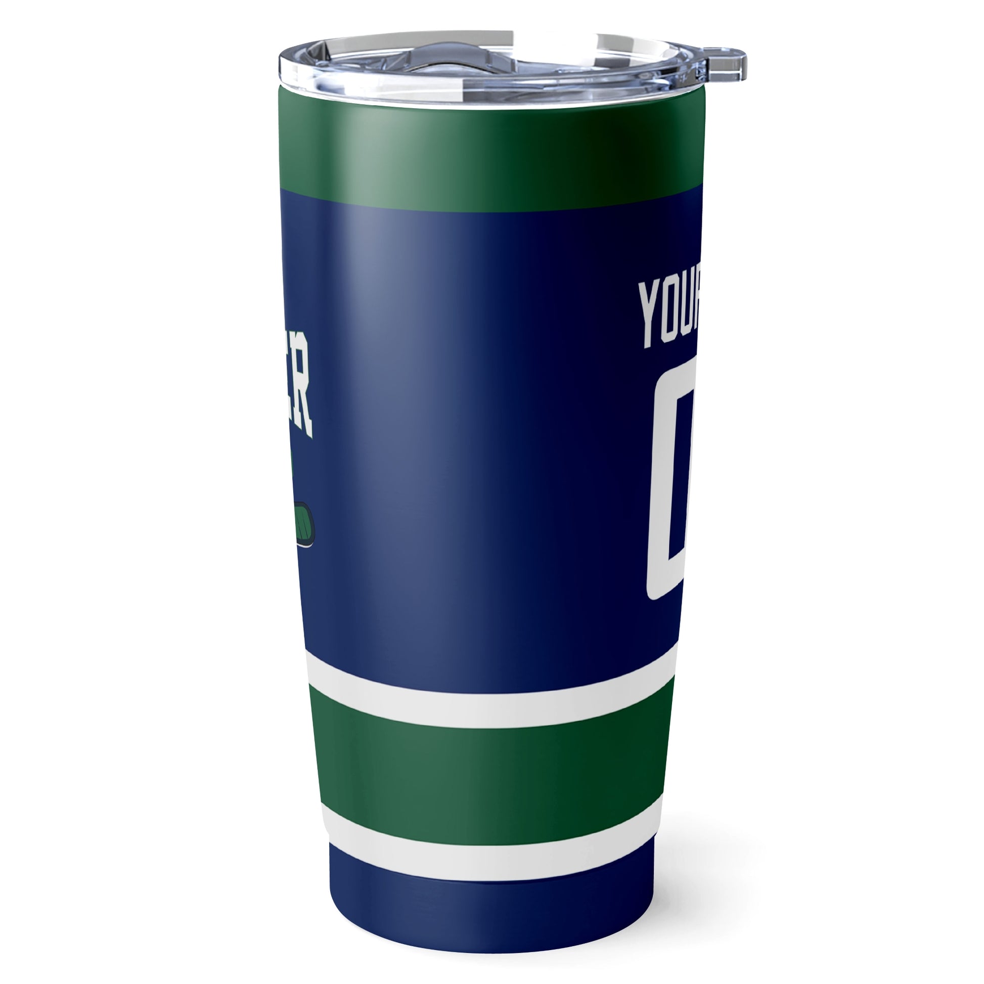 Vancouver hockey tumbler side view in Blue city-color style